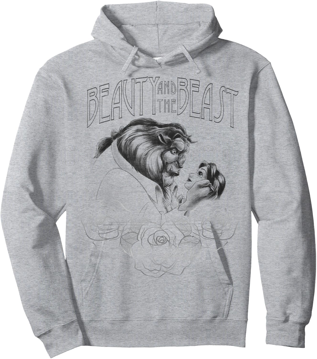 Disney Beauty and the Beast Belle and Beast Line Art Sketch Hoodie - Hoodie | Ash