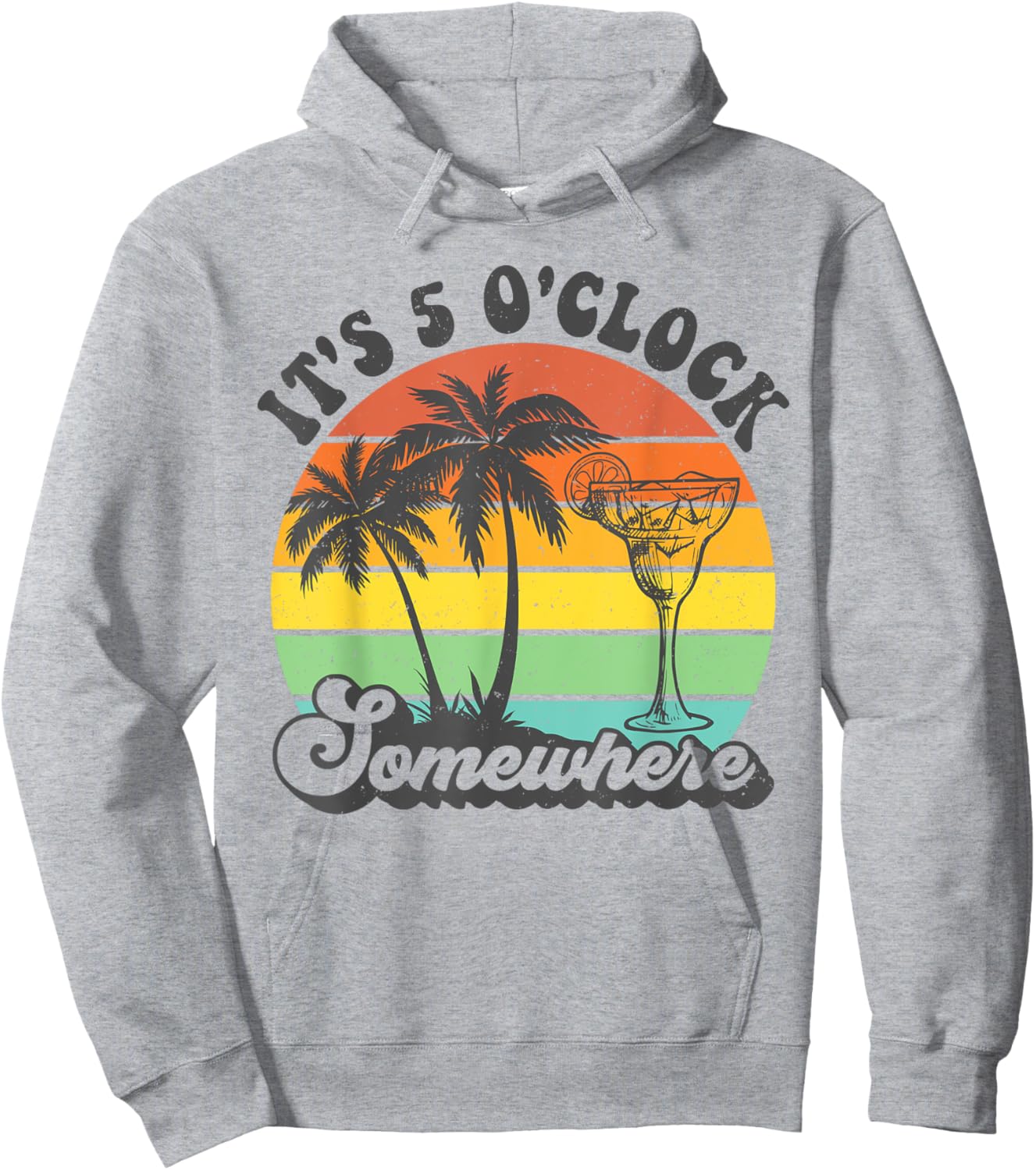 It's 5 O'clock Somewhere Coconut Tree Funny Summer Beach Women Hoodie - Hoodie | Ash