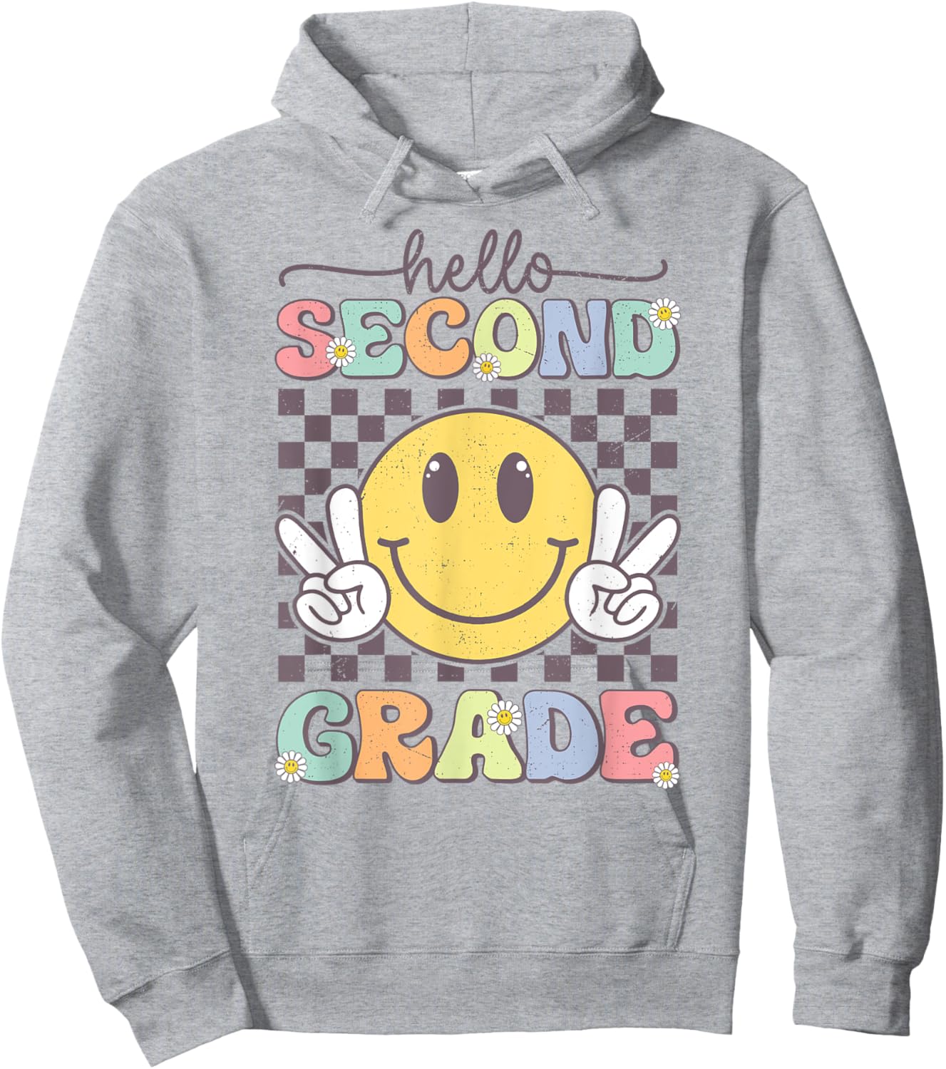 2nd Grade Team Back To School Hello Second Grade Smile Face Hoodie - Hoodie | Ash