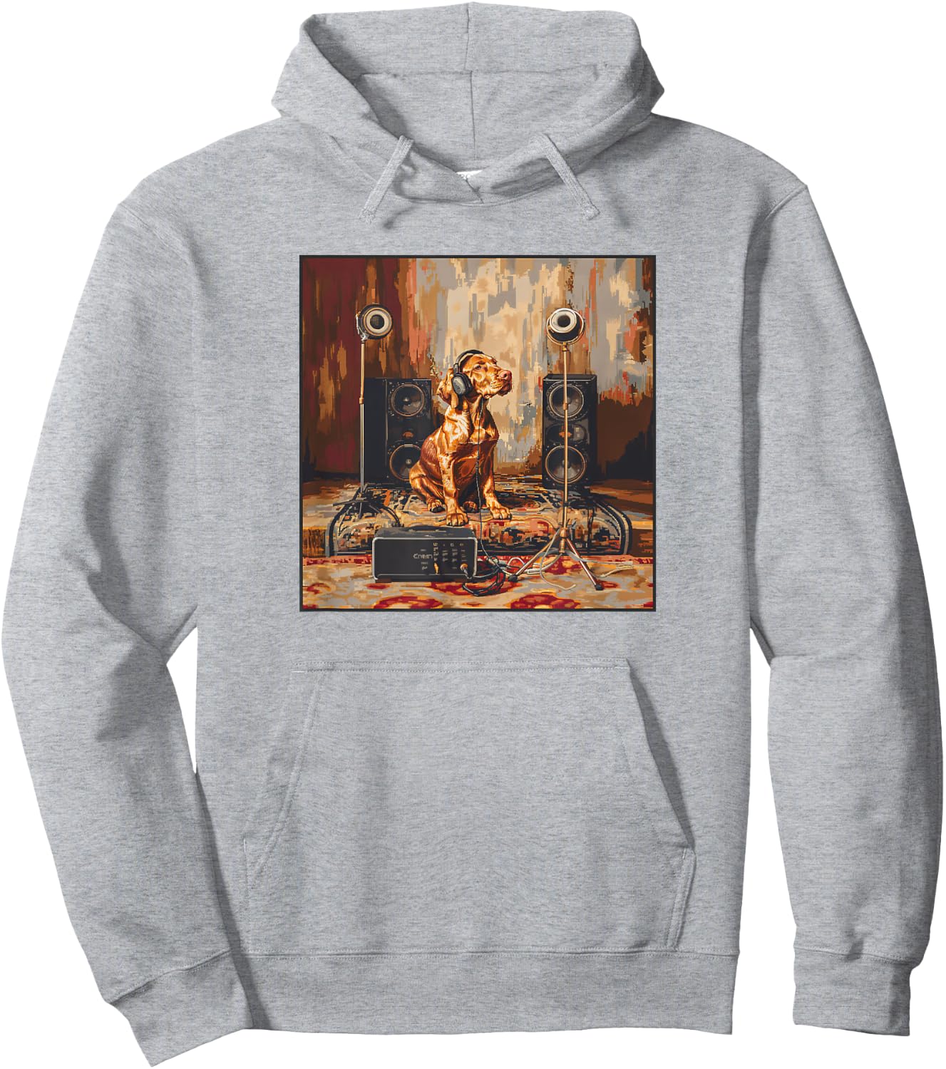 Vizsla Music Lover Painting Dog Hoodie - Hoodie | Ash
