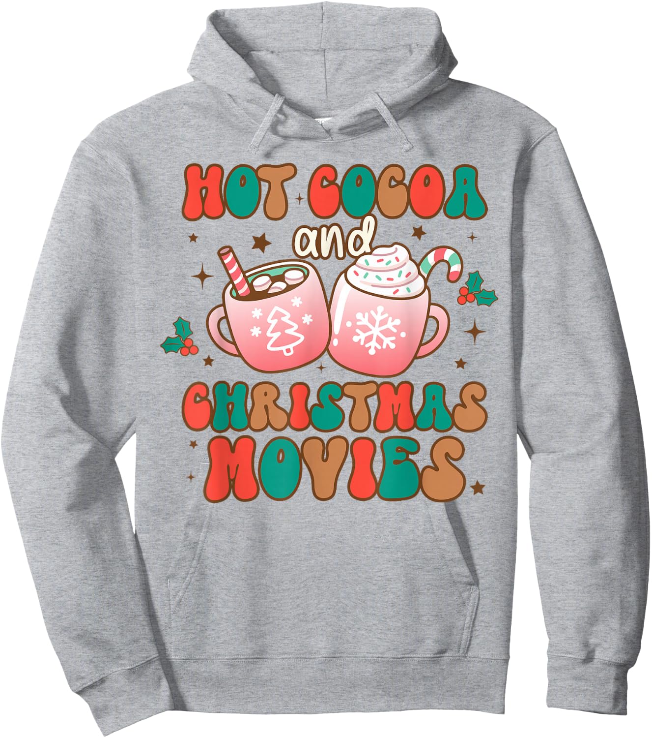 Hot Cocoa and Christmas Movies Xmas Matching Pj Pajama Hoodie - Hoodie | Ash