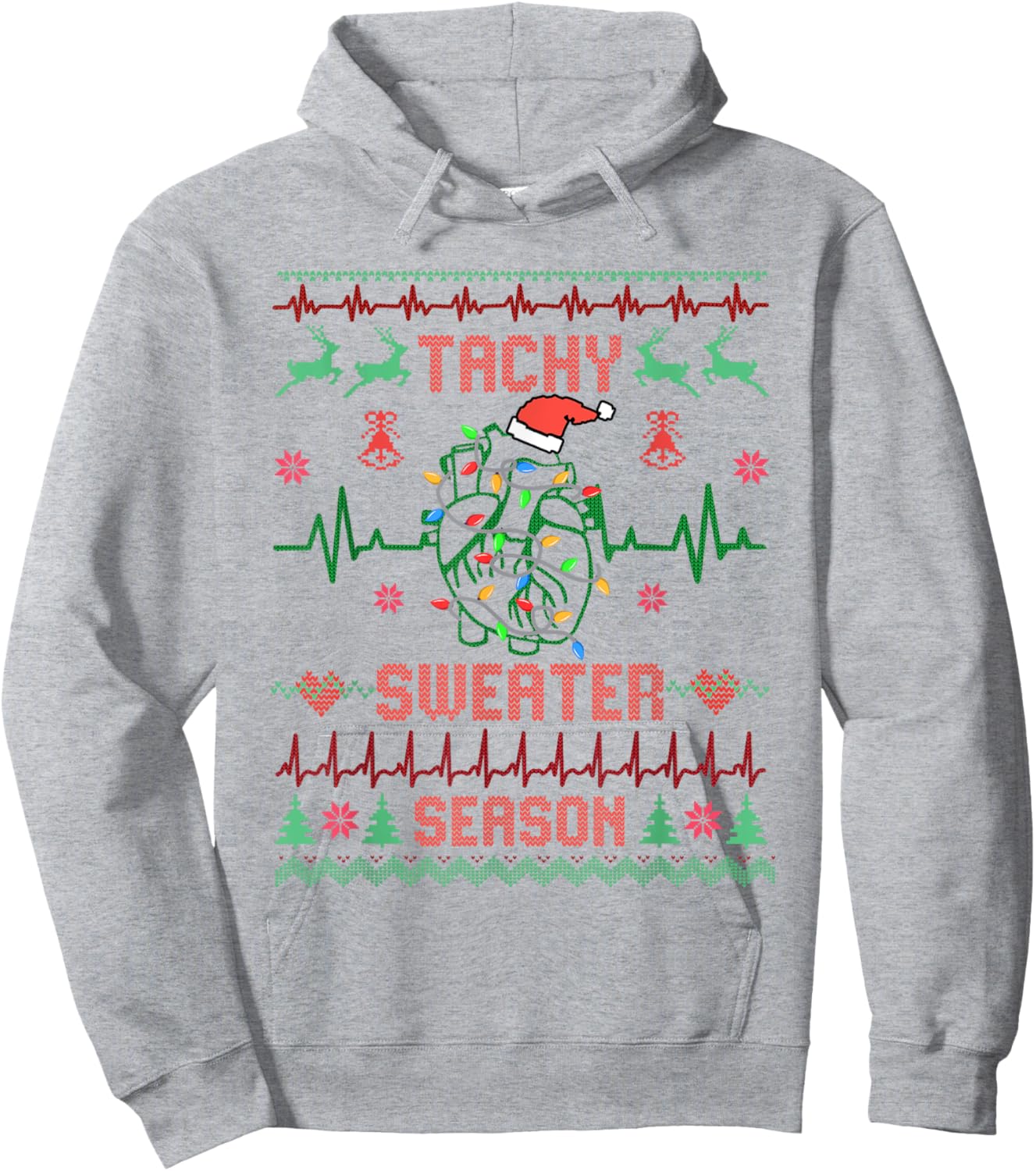 Medical Surgical Telemetry Christmas Nurse Tele Tech EKG Hoodie - Hoodie | Ash