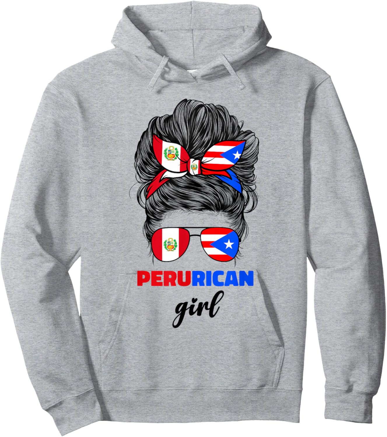 Half Peruvian And Puerto Rican Rico Peru Flag Girl Women Mix Hoodie - Hoodie | Ash