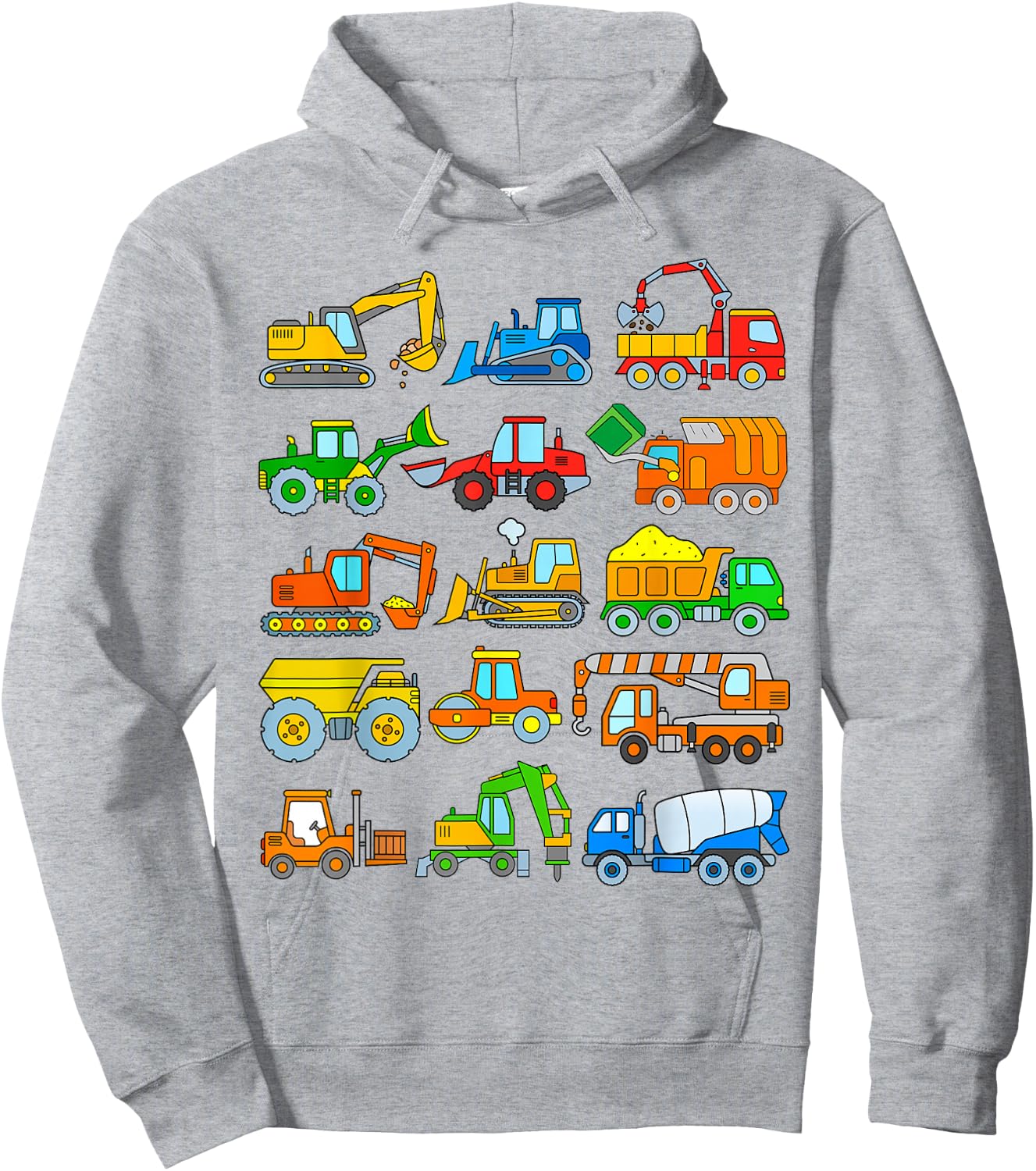 Digger Truck Boys Toddlers Kids Trucks Construction Vehicles Hoodie - Hoodie | Ash