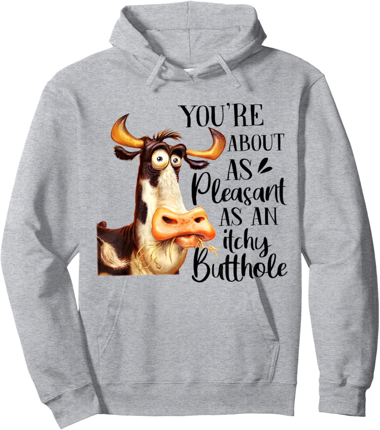 Funny Cow You're About As Pleasant As An Itchy Butthole Hoodie - Hoodie | Ash