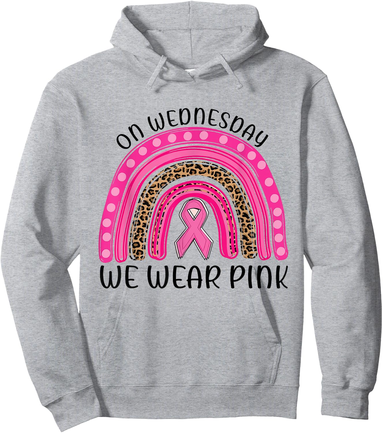 On Wednesday We Wear Pink Rainbow Breast Cancer Fighter Hoodie - Hoodie | Ash
