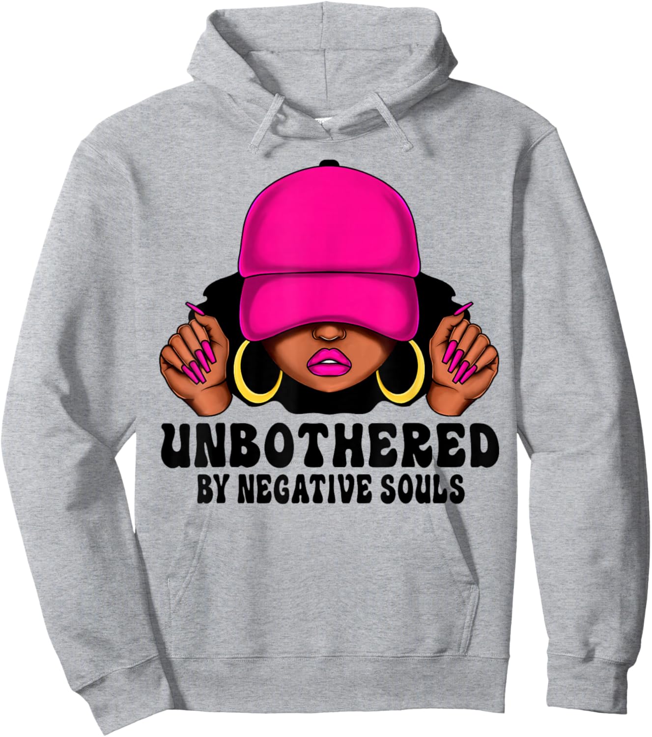 Unbothered By Negative Souls Melanin Girl Afro Black Women Hoodie - Hoodie | Ash