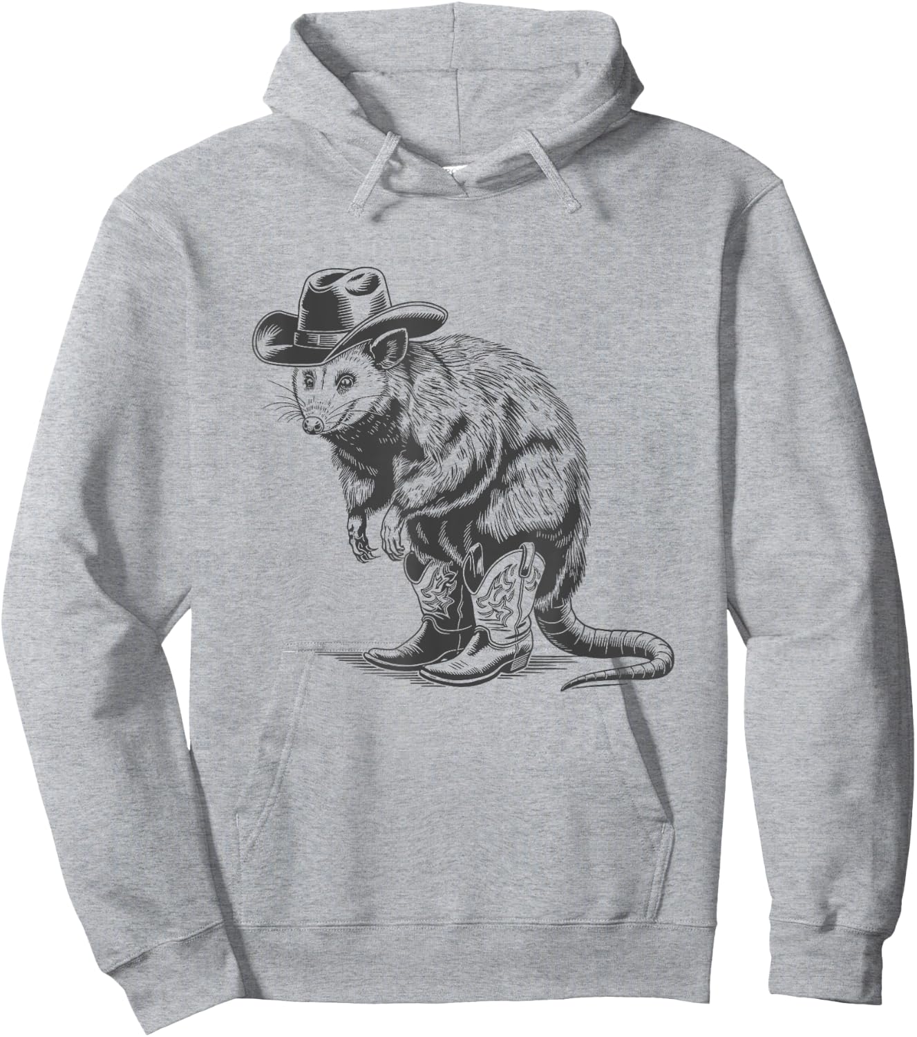 Funny Vintage Meme Humor Vintage Possum Cowboy Cowgirl Western Country Opossum Hoodie - Hoodie | Ash