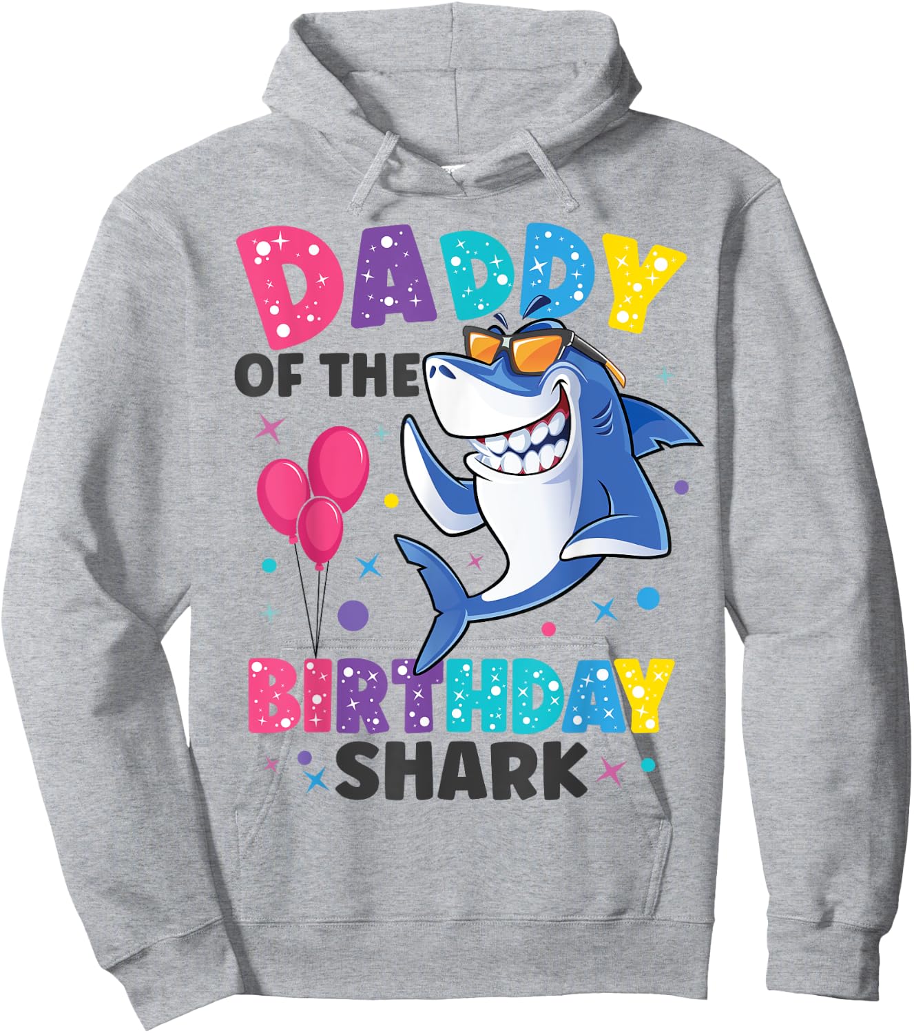 Daddy of the Shark Birthday Dad Matching Family Hoodie - Hoodie | Ash