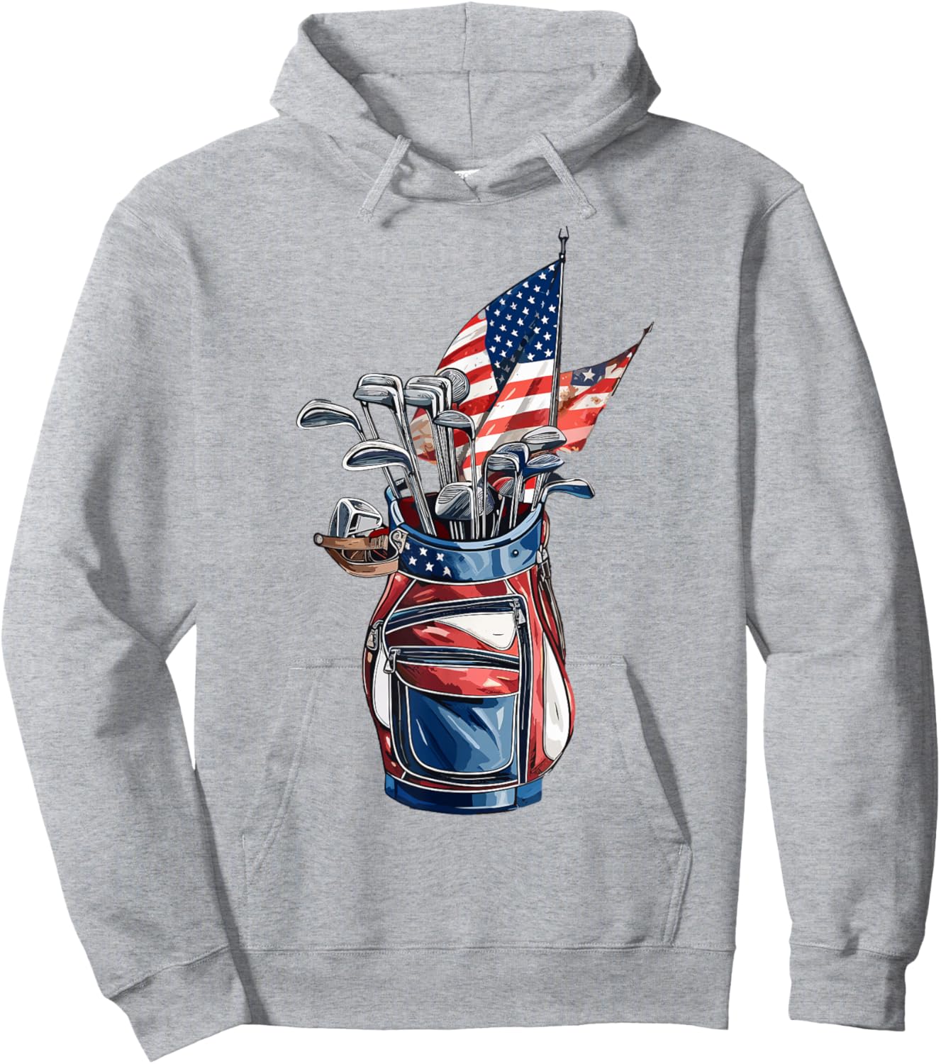 Vintage Golf Sport American Flag 4th of July, Sport Golfer Hoodie - Hoodie | Ash