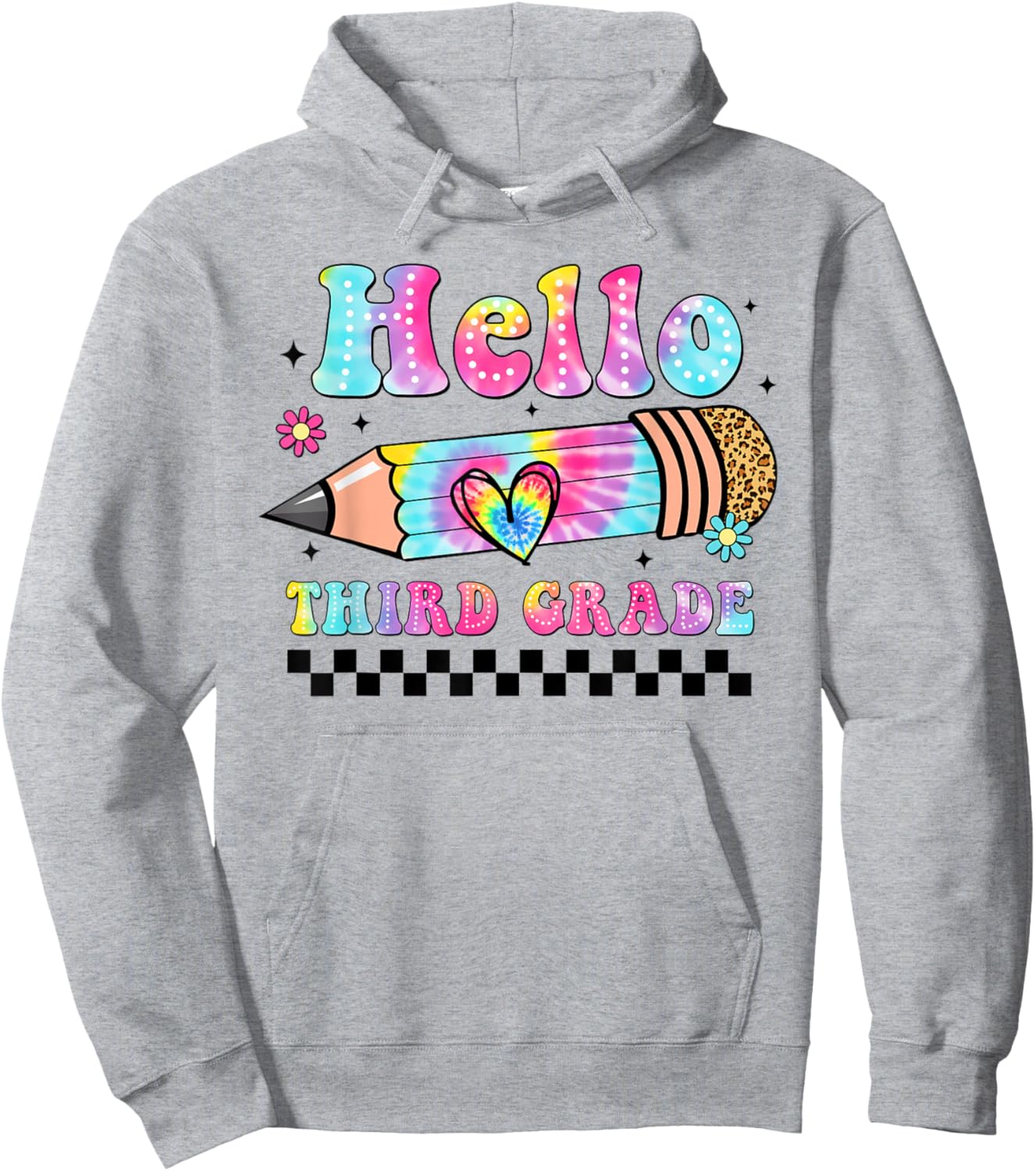 Hello 3rd Grade Leopard Tie Dye Back To School Third Grade Hoodie - Hoodie | Ash