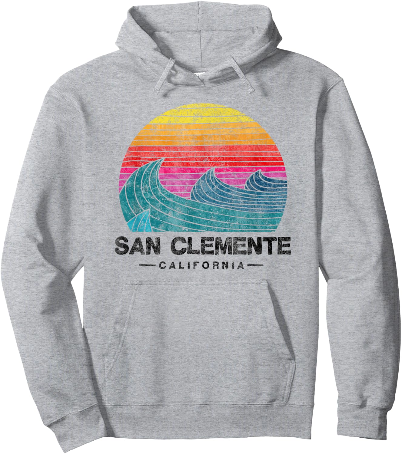 San Clemente Surfing Waves Beach Retro Cali Sunset Surf Hoodie - Hoodie | Ash