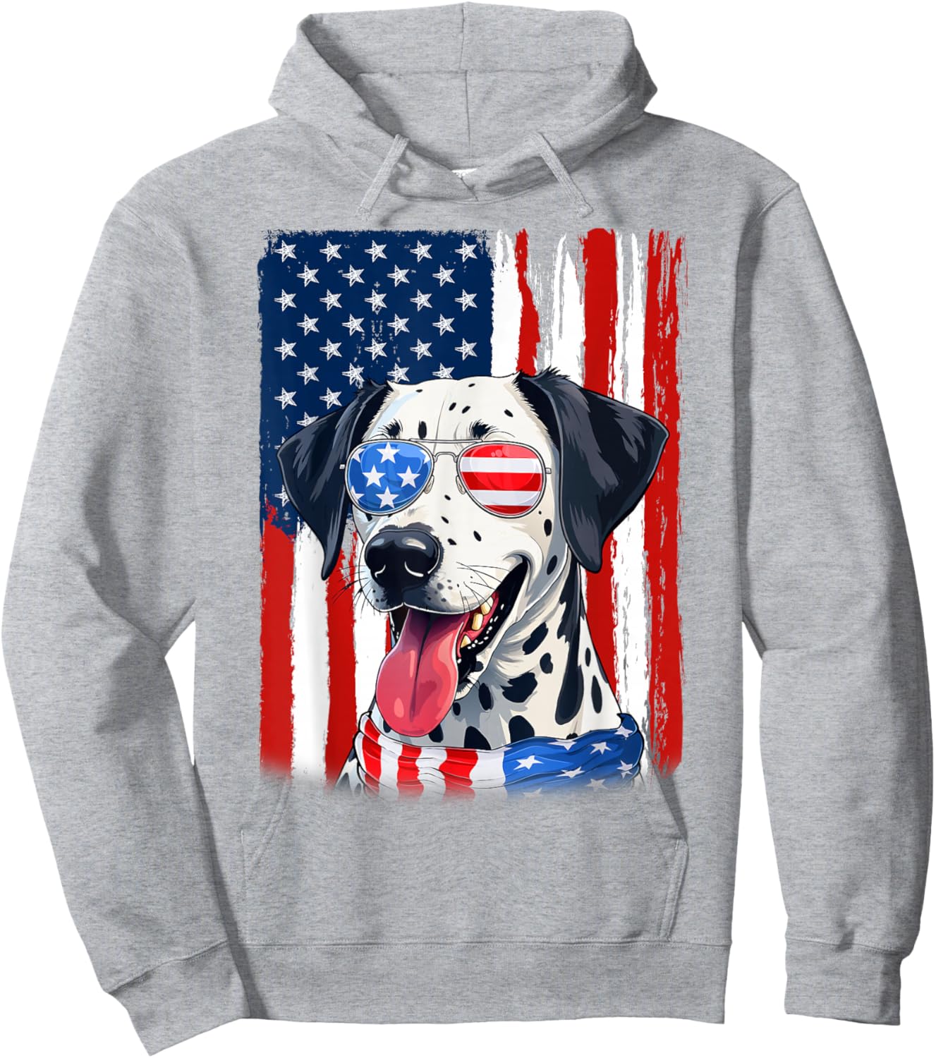 USA America Flag Dalmatian Dog 4th of July Patriotic Hoodie - Hoodie | Ash