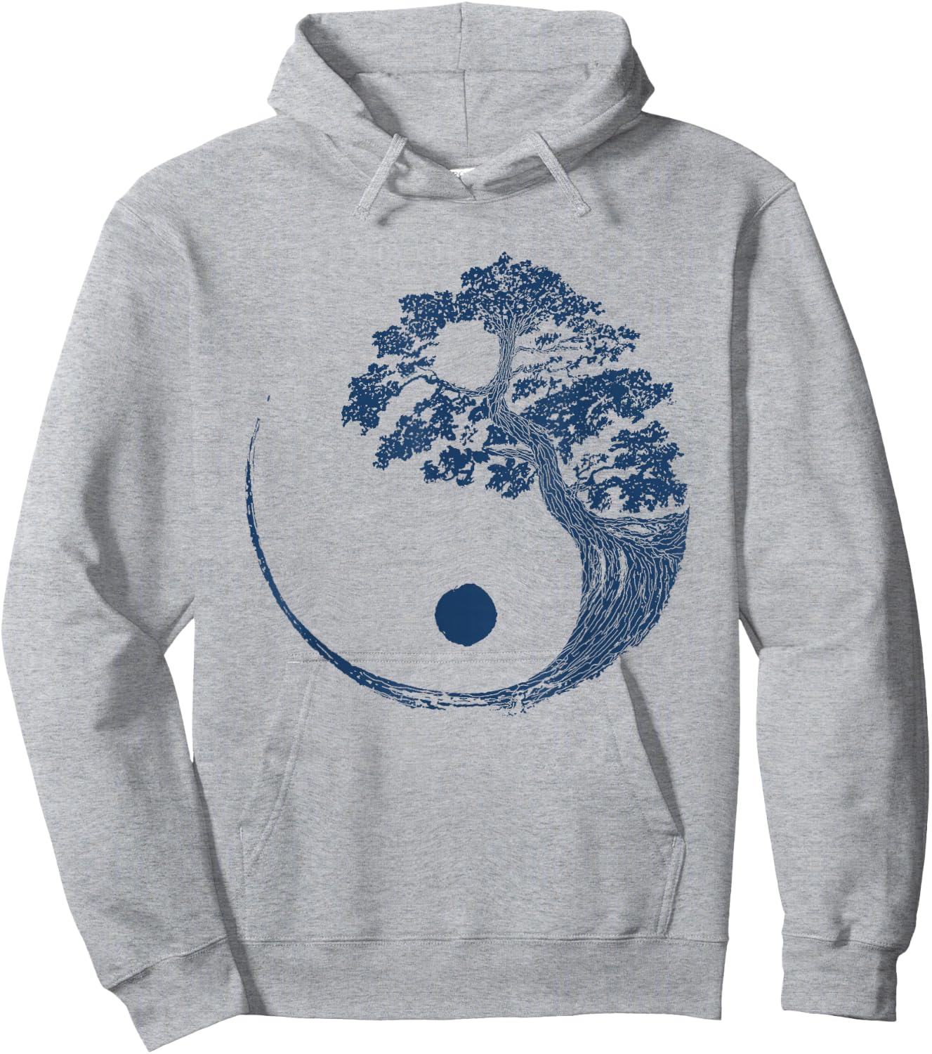 Yin Yang Blue Bonsai Tree Japanese Buddhist Zen Gift Hoodie - Hoodie | Ash