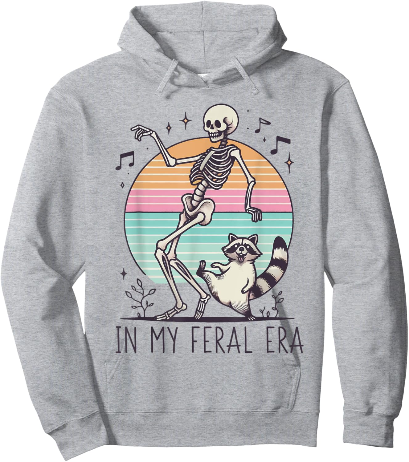 In My Feral Era Funny Skeleton And Raccoon Hoodie - Hoodie | Ash