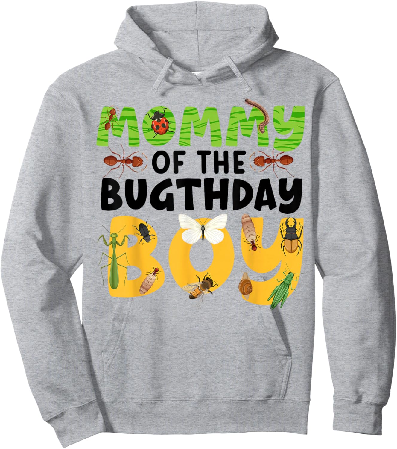 Mommy of the Bugthday Boy Bug Birthday Party Insect Theme Hoodie - Hoodie | Ash