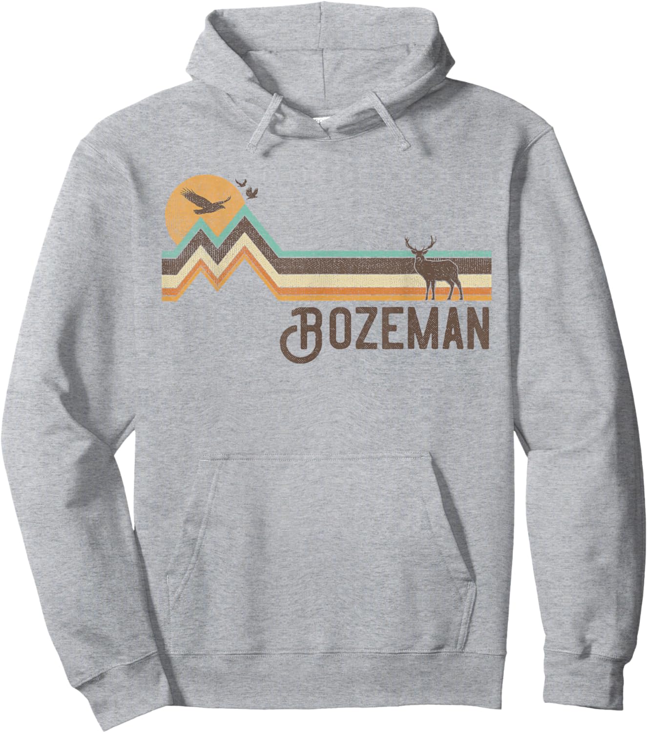 Bozeman - Vintage Men Women 70s 80s Graphic Cool Nature Hoodie - Hoodie | Ash