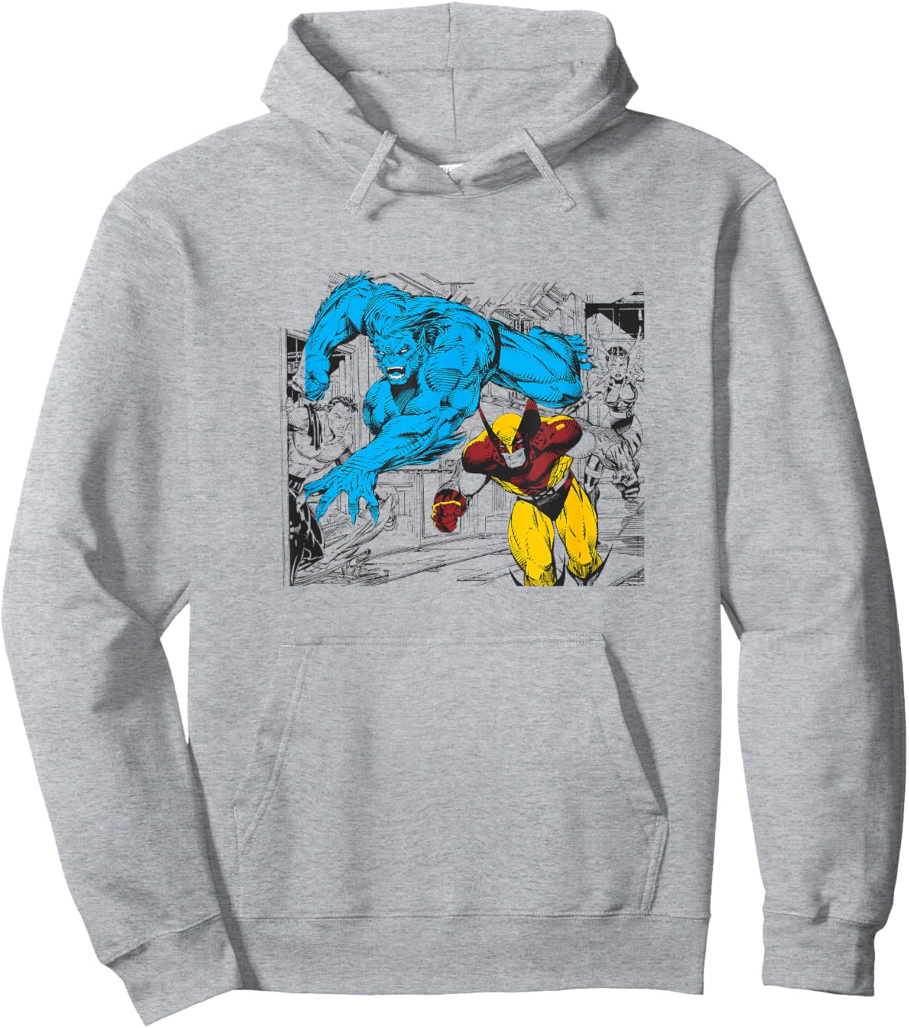 Marvel X-Men Beast & Wolverine Feral Tag Team Retro Hoodie - Hoodie | Ash
