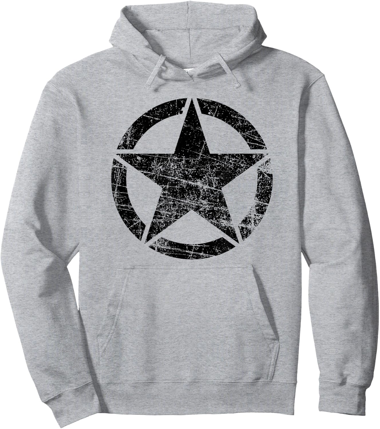 Vintage Army Star Classic Retro USA Military Distressed Logo Hoodie - Hoodie | Ash