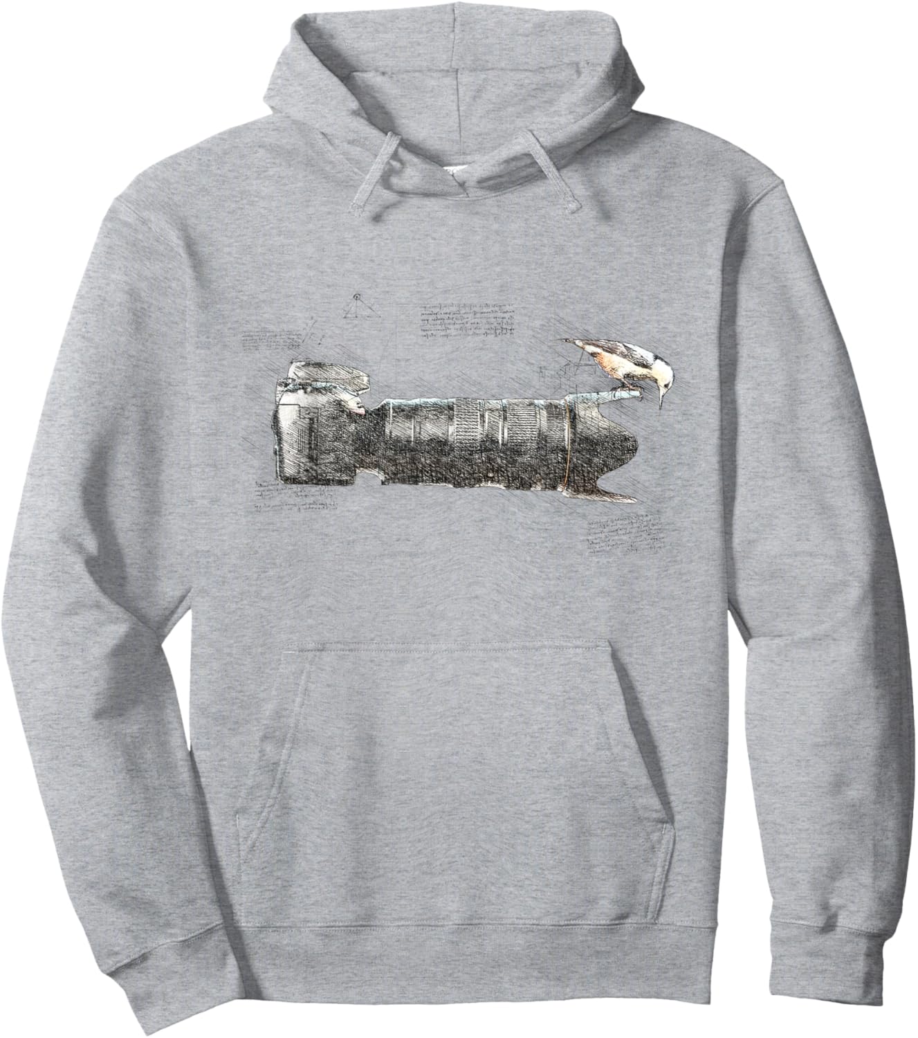 Bird on Long Lens Camera Photography Bird Photographer Hoodie - Hoodie | Ash
