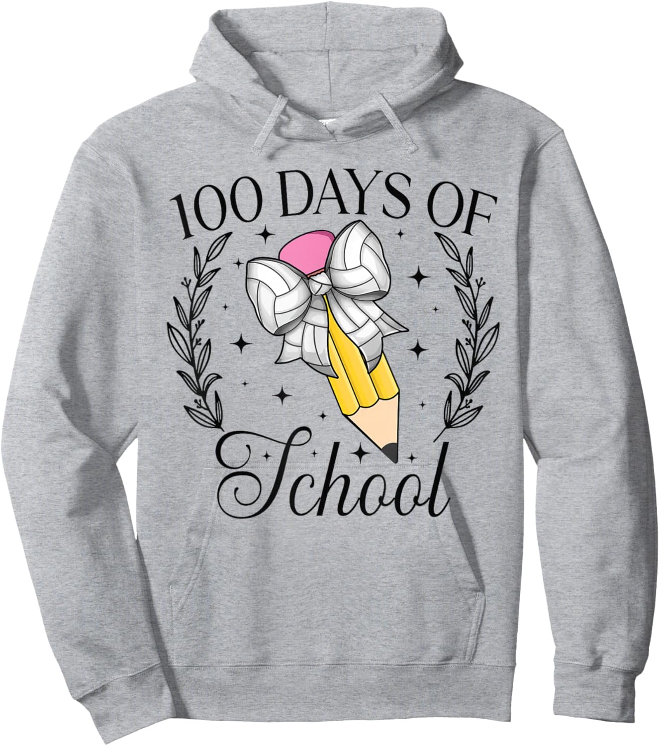 100 Days Of School Volleyball Coquette Pencil Bow 100th Day Hoodie - Hoodie | Ash