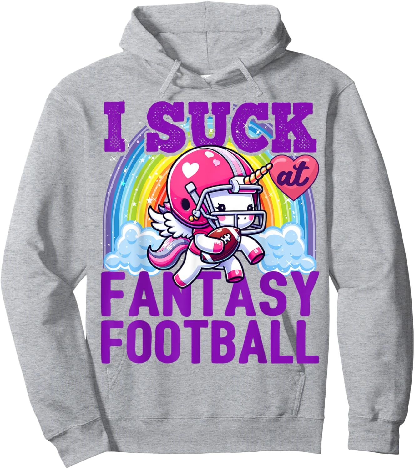 I Suck at Fantasy Football Unicorn Rainbow Loser Men Hoodie - Hoodie | Ash
