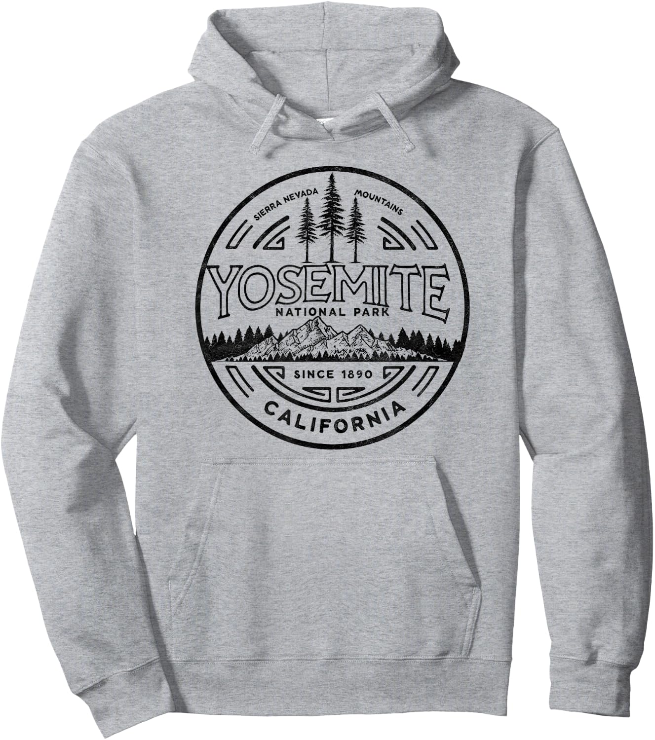 Yosemite National Park Distressed Minimalist Design Hoodie - Hoodie | Ash