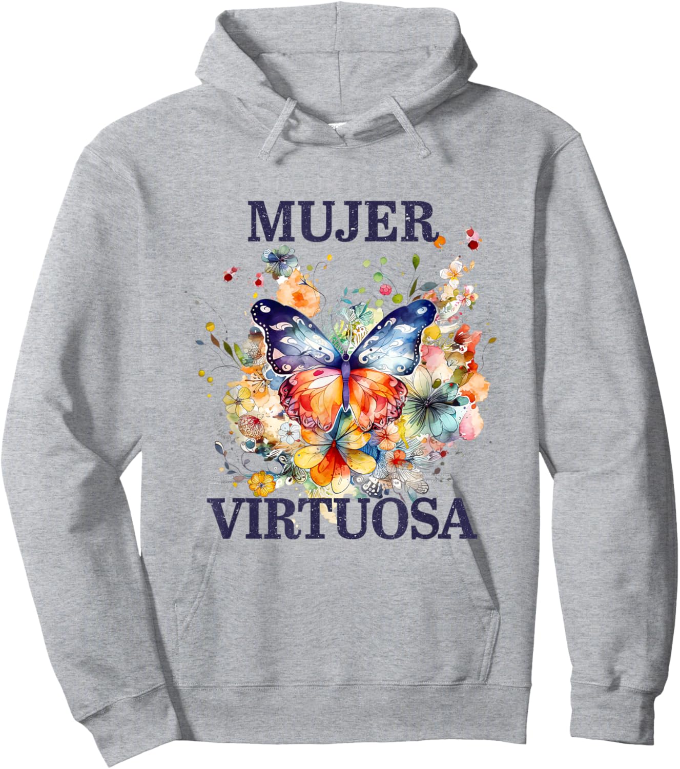 Mujer Virtuosa Flores Mariposa Dios Religiosas Bible Verse Hoodie - Hoodie | Ash