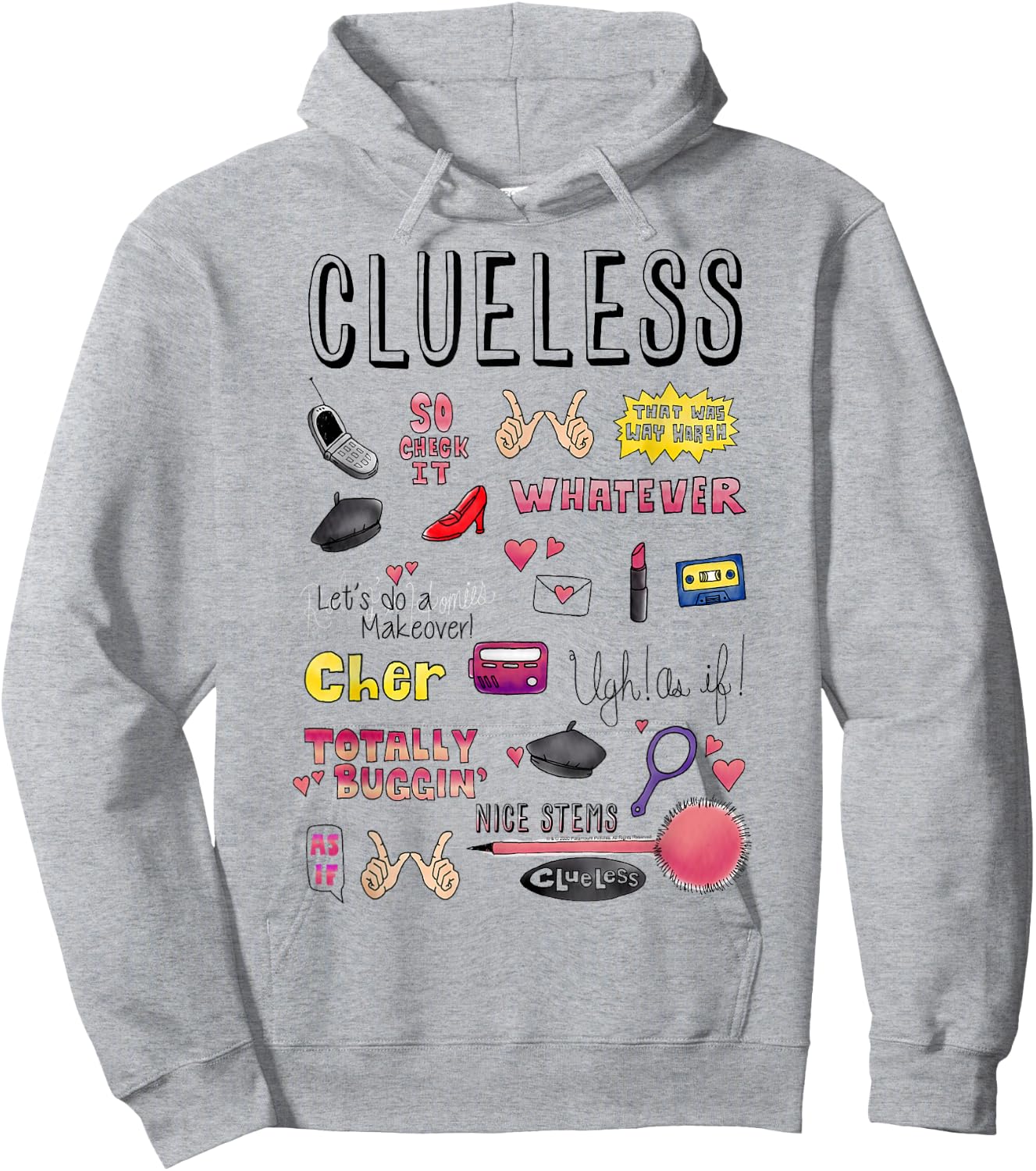 Clueless Icon Doodles Hoodie - Hoodie | Ash