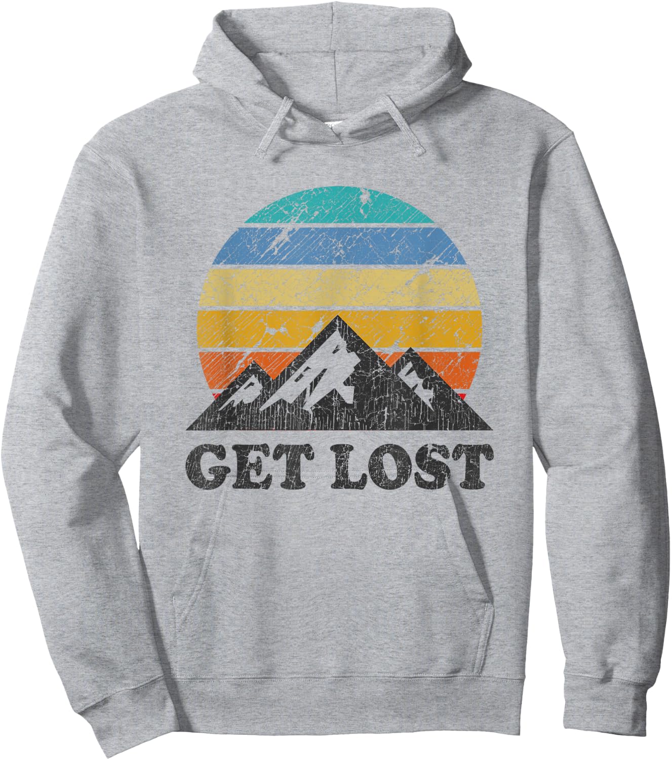 Vintage Car Hiking - Retro Sunset Mountain Walker Hoodie - Hoodie | Ash
