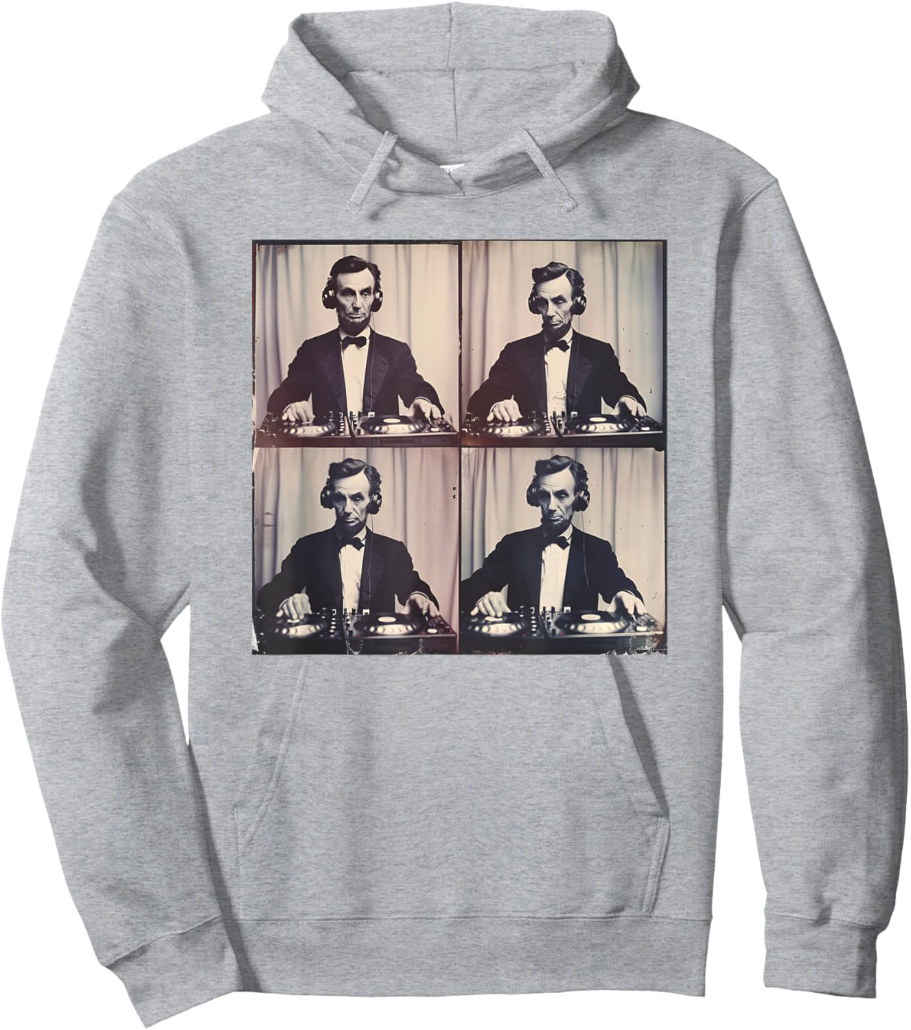 Abraham Lincoln on Turntables DJ Abe Lincoln Patriotic Music Hoodie - Hoodie | Ash