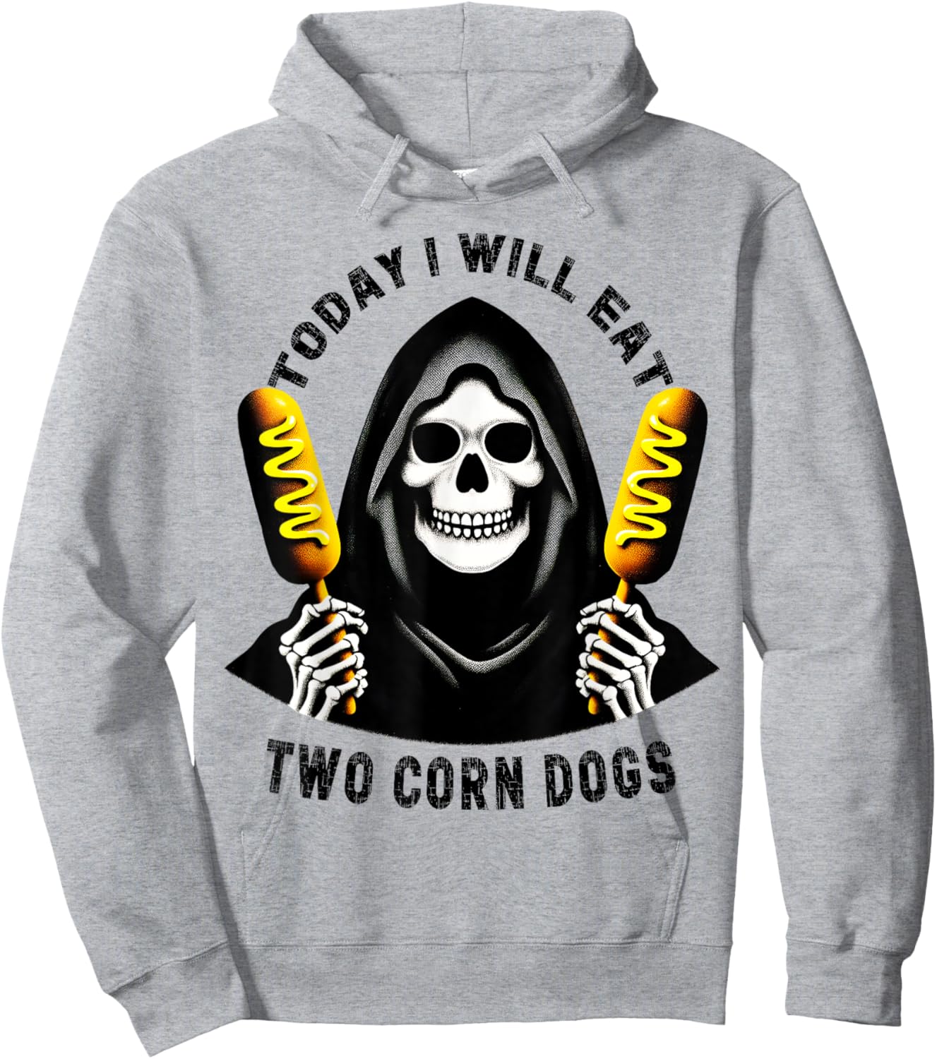 Today I Will Eat Two Corn Dogs Skeleton Silly Meme Funny Hoodie - Hoodie | Ash