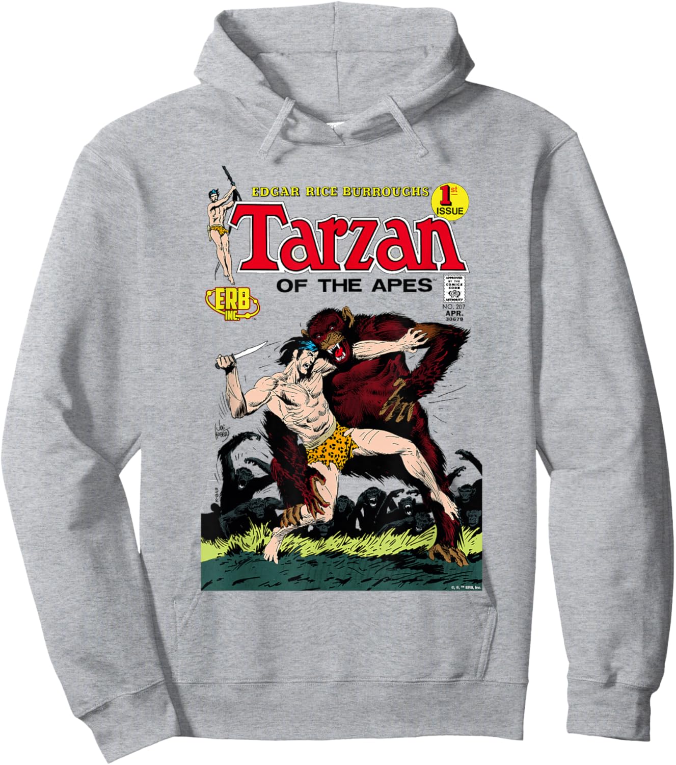 Tarzan Of The Apes Fight Comic Book Cover Art Hoodie - Hoodie | Ash