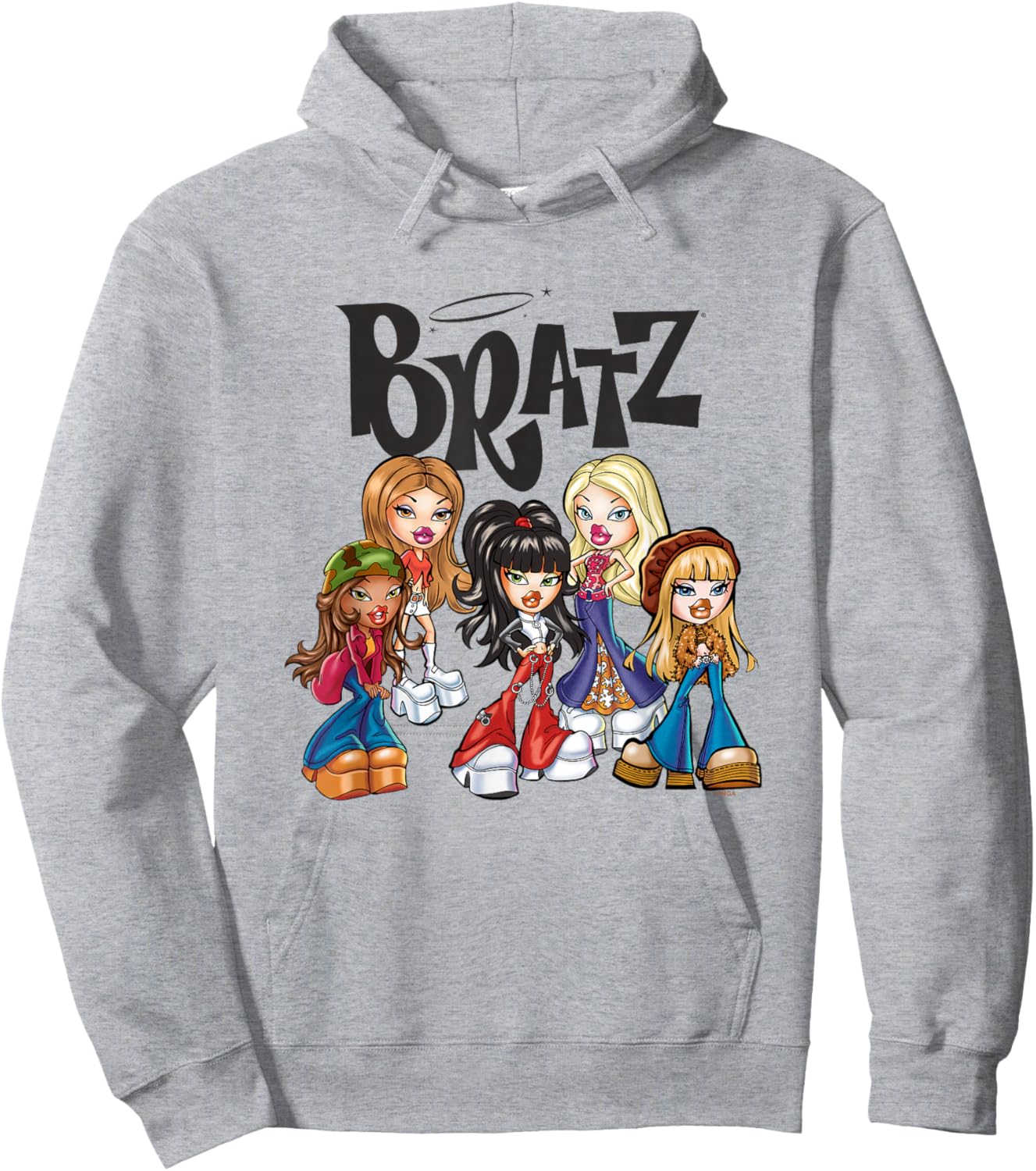 Bratz Dolls Vintage Style Group Shot Big Chest Poster Hoodie - Hoodie | Ash