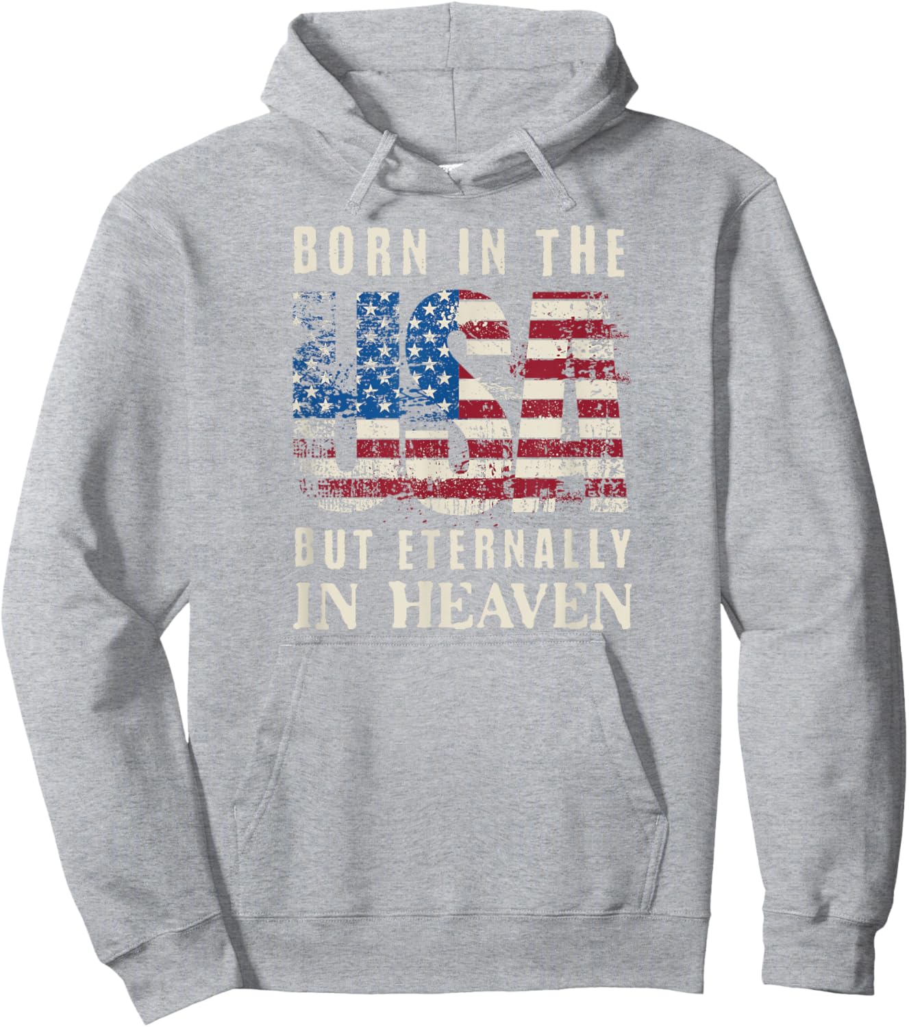 Born in the USA Christian USA Flag Men Women Patriot Hoodie - Hoodie | Ash