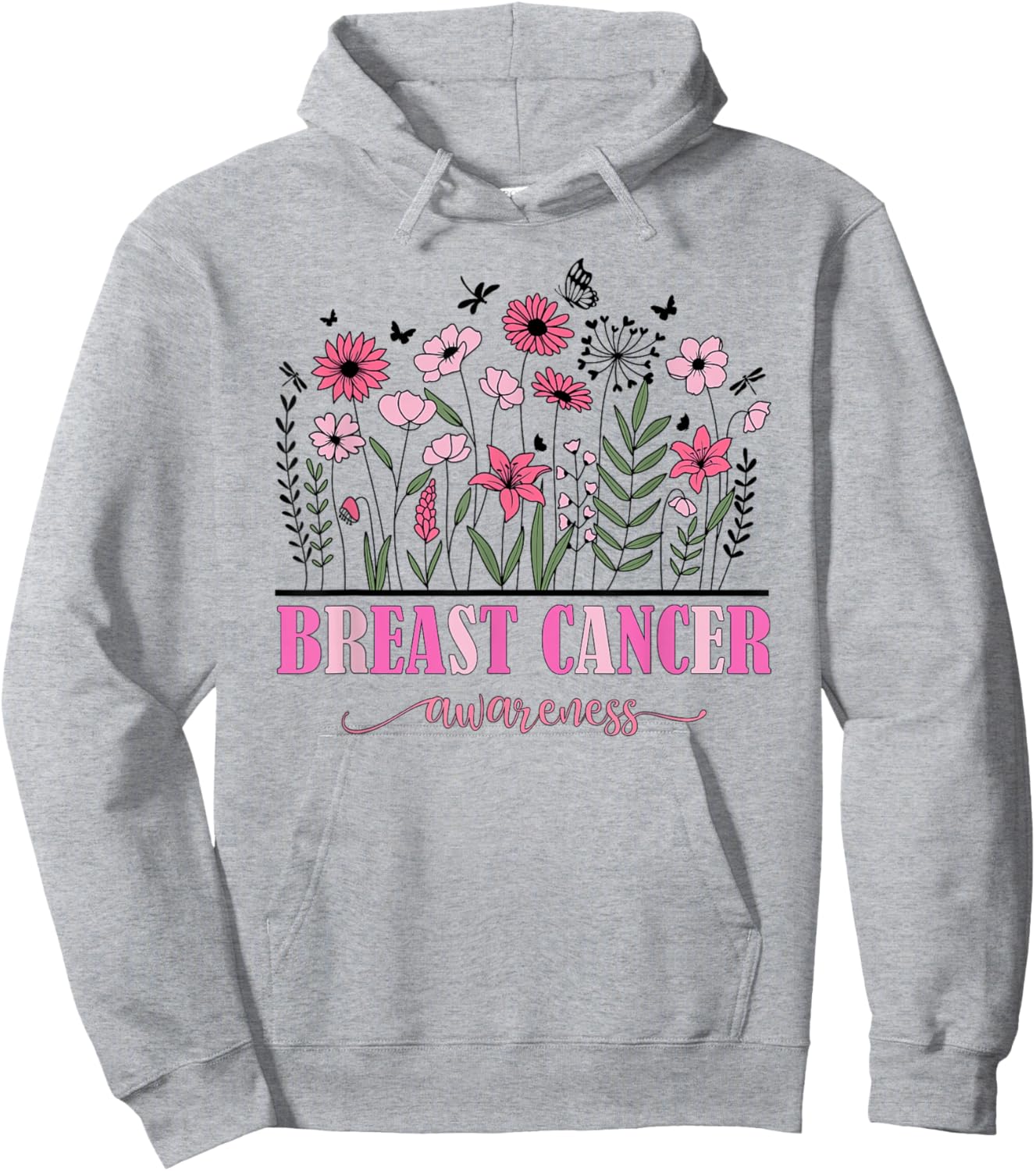 Flowers Breast Cancer Awareness Women Cancer Survivor Hoodie - Hoodie | Ash