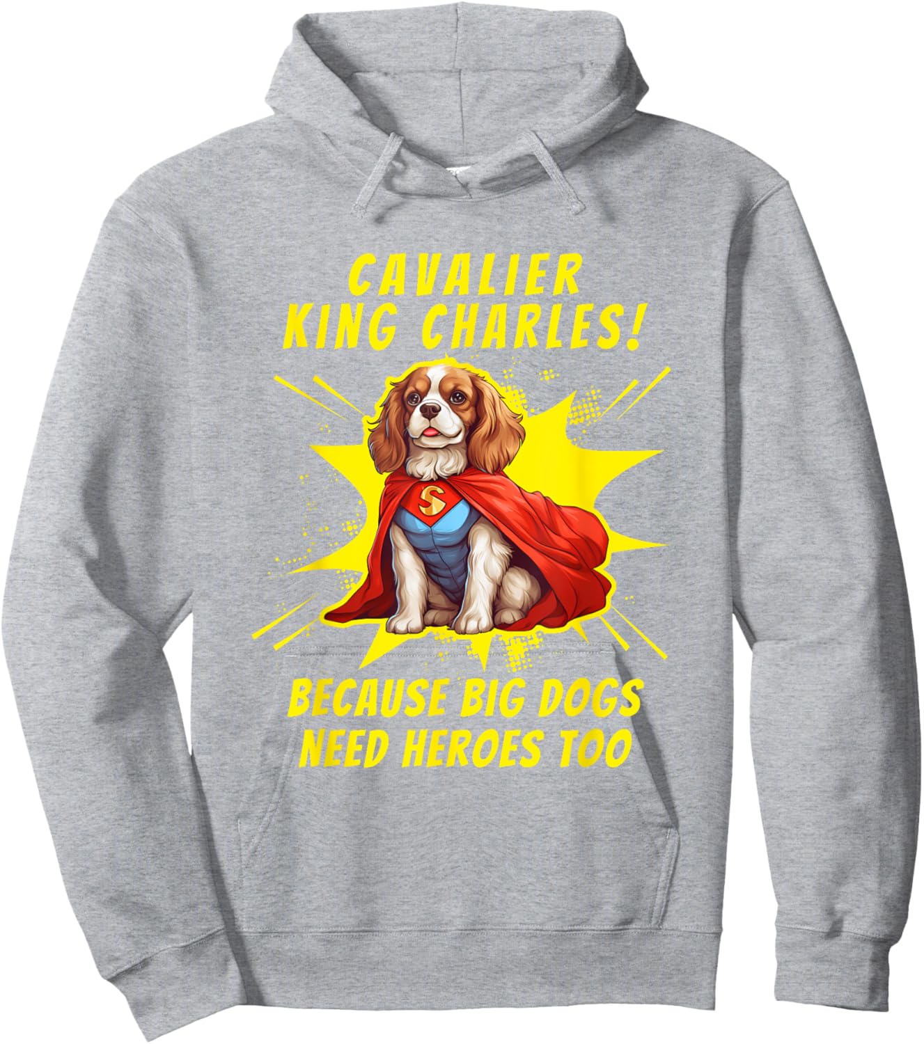 Superdog Cavalier King Charles Spaniel Dog Hoodie - Hoodie | Ash