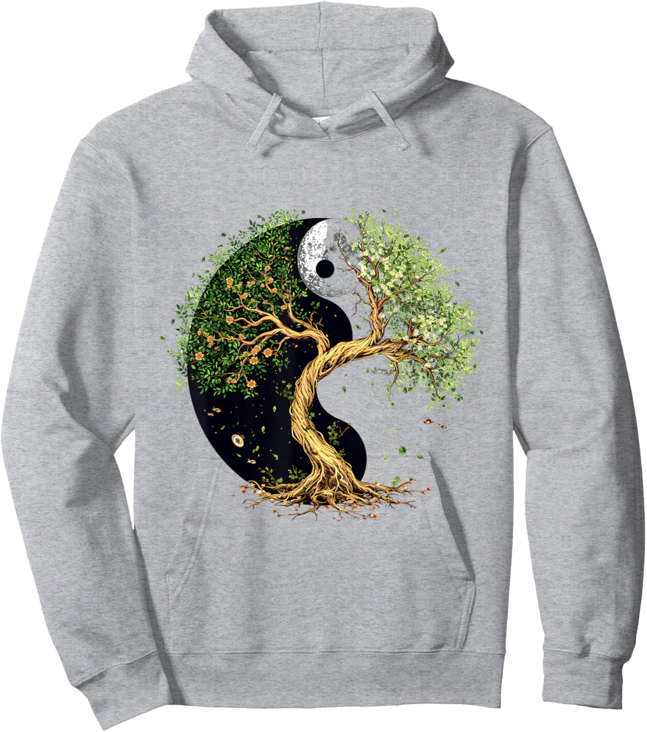 SoulVibes Creations Tree of Balance Yin and Yang , Small, White Hoodie - Hoodie | Ash