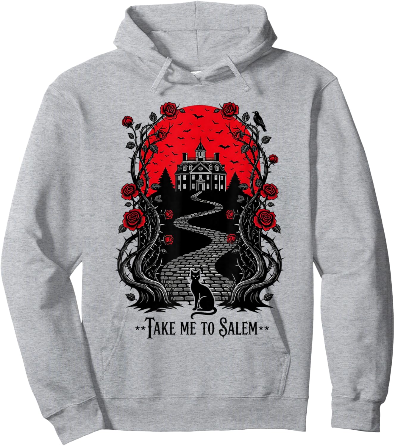 Take Me to Salem Witchy Halloween Cat Design Hoodie - Hoodie | Ash