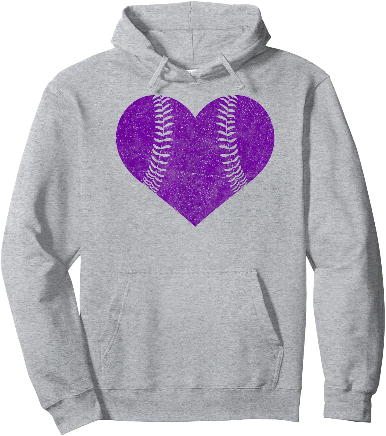 Baseball Heart Softball Mom Matching Team Gift Purple Hoodie - Hoodie | Ash