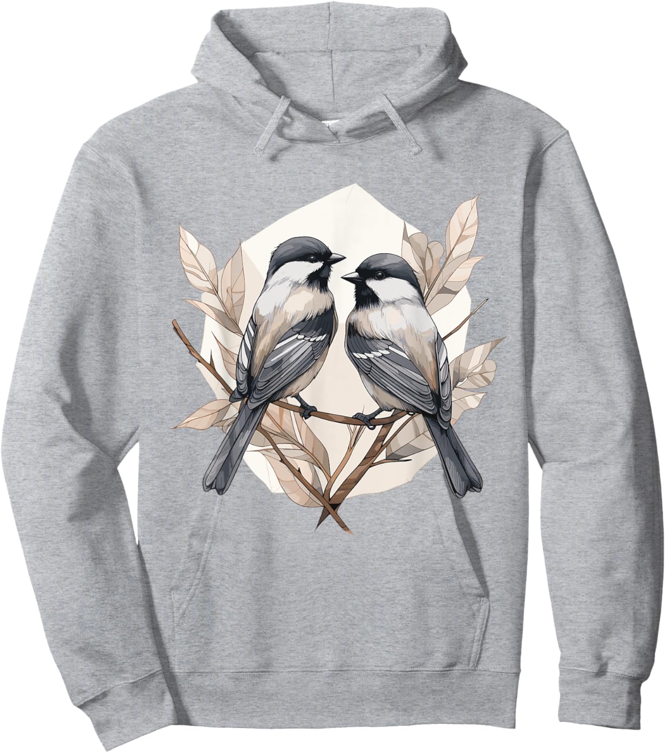 Black capped Chickadee Geometric Patten Art,Cute Bird Lover Hoodie - Hoodie | Ash