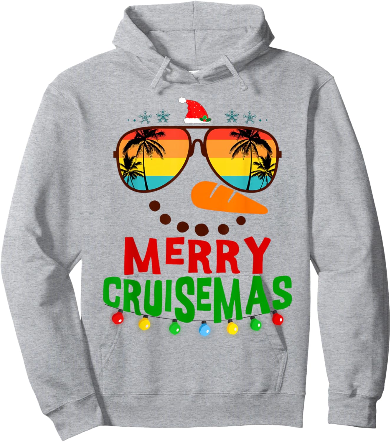 Merry Cruisemas 2025 Christmas Santa Snowman Cruise Hoodie - Hoodie | Ash