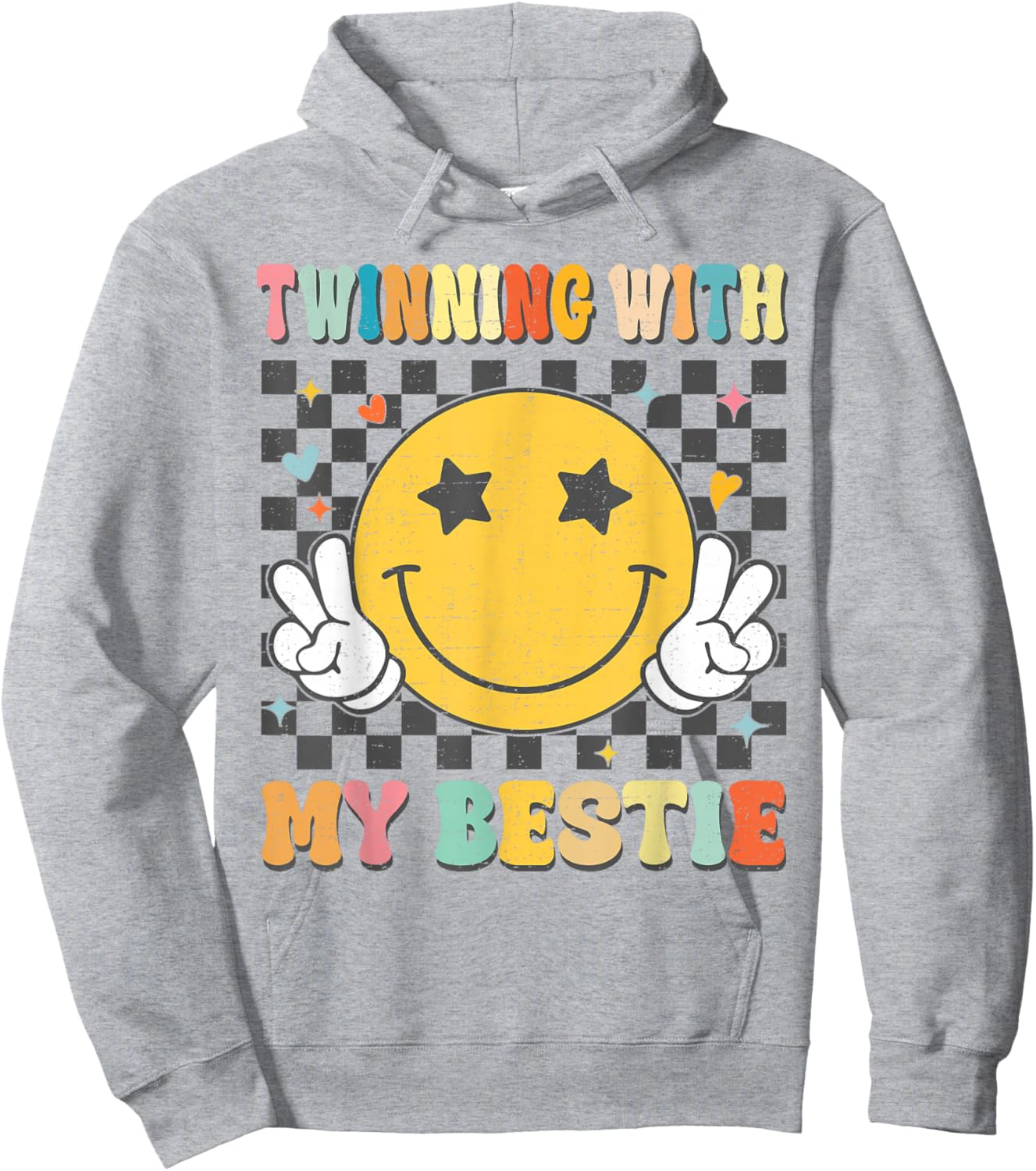Retro Groovy Twinning With My Bestie Girls Friends Matching Hoodie - Hoodie | Ash