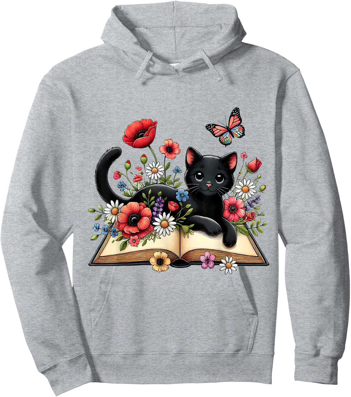 Cat Reading Book Cute Cat And Book Lover Girls Kid Hoodie - Hoodie | Ash