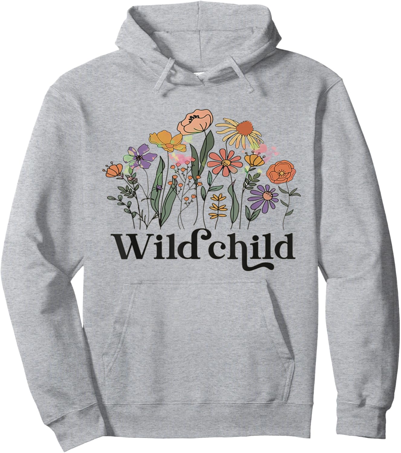 Wild Child Wildflowers Kids Retro Girls Boys Toddler Kids Hoodie - Hoodie | Ash