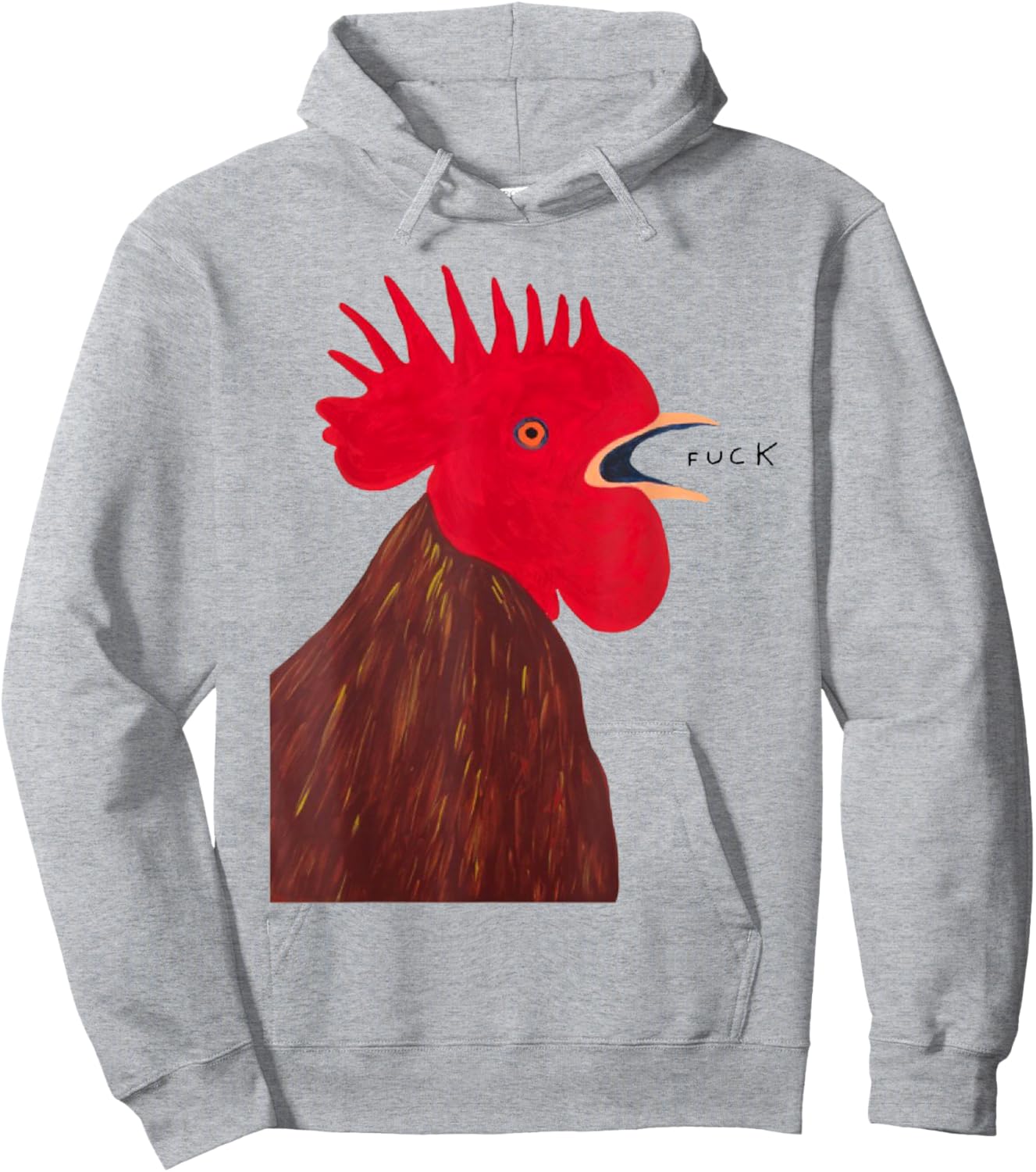 Angry - Chicken Fuck Howling Yelling Art Rooster Painting Hoodie - Hoodie | Ash