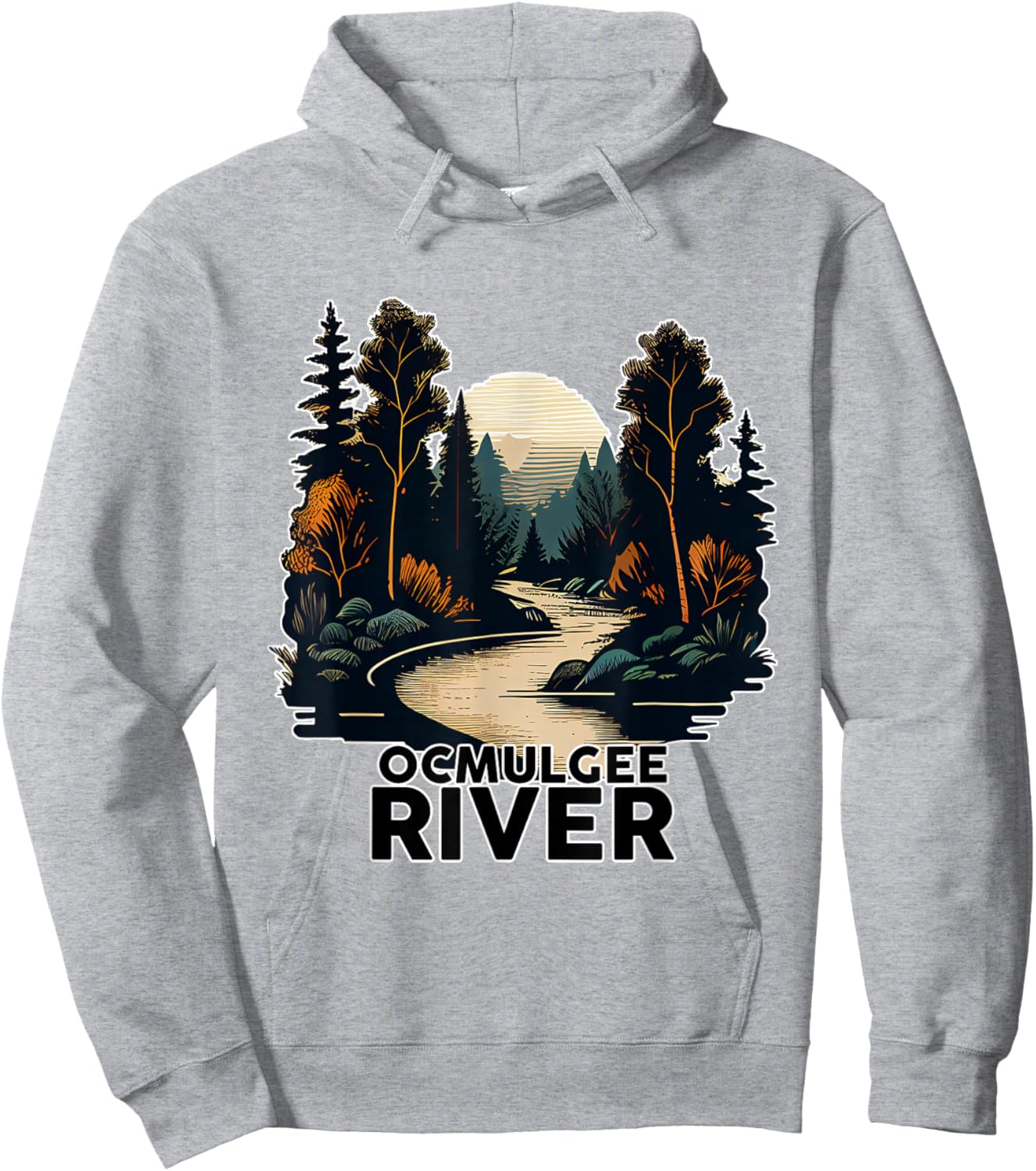 Ocmulgee River Retro Minimalist River Ocmulgee Hoodie - Hoodie | Ash