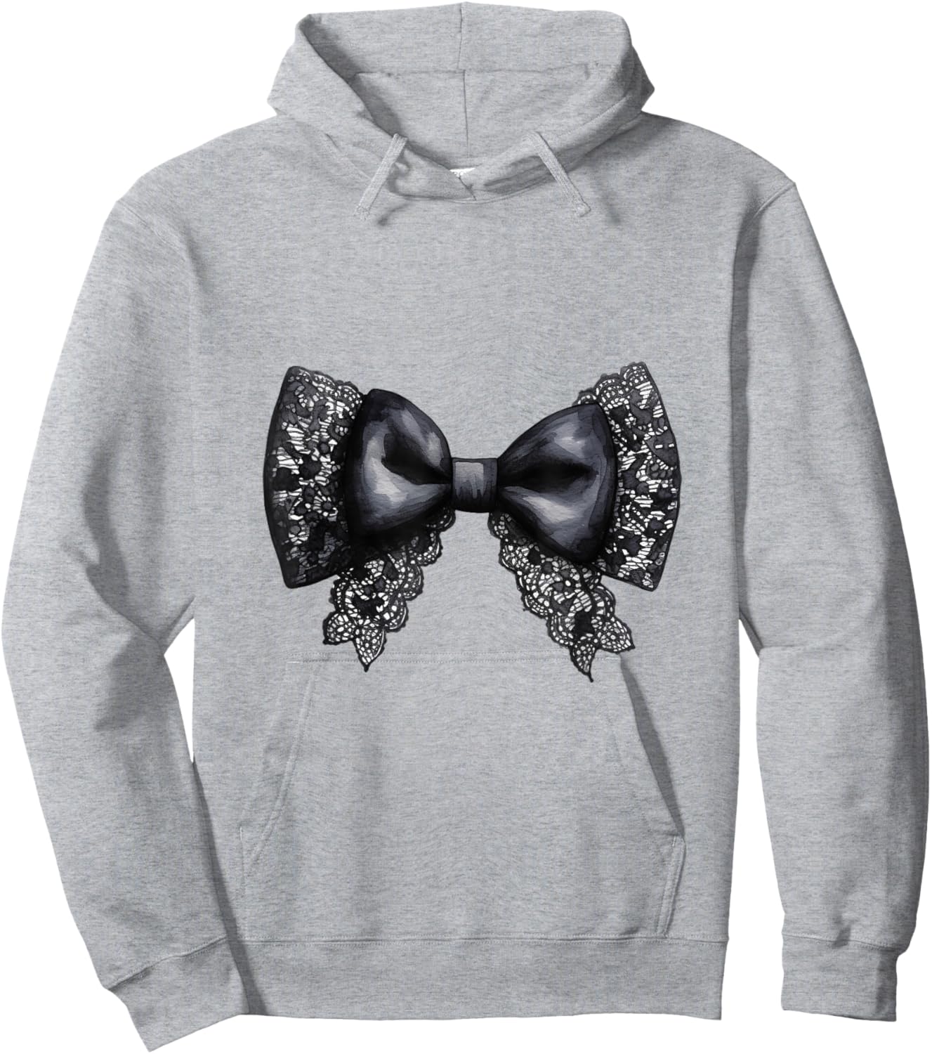 Black Lace Bow Design Girly Hoodie - Hoodie | Ash