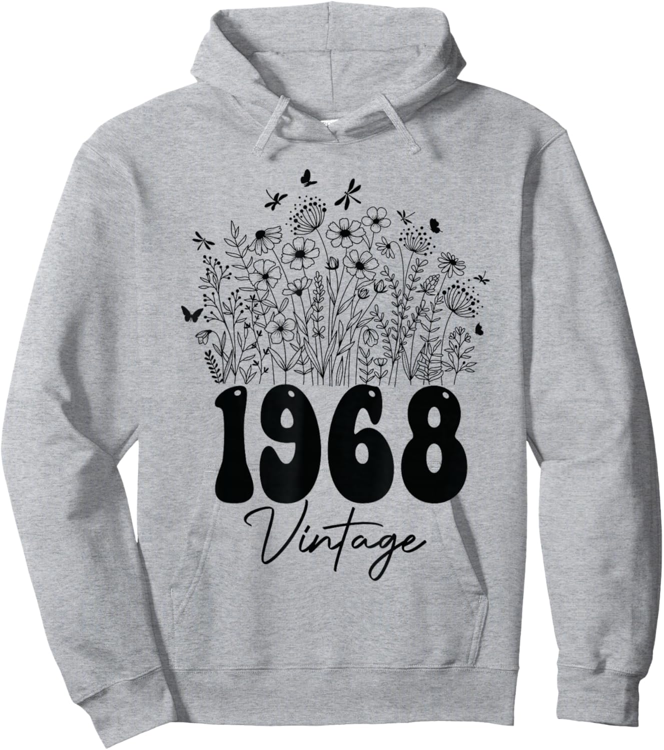 57 Years Old Vintage 1968 57th Women Birthday Wildflower Hoodie - Hoodie | Ash