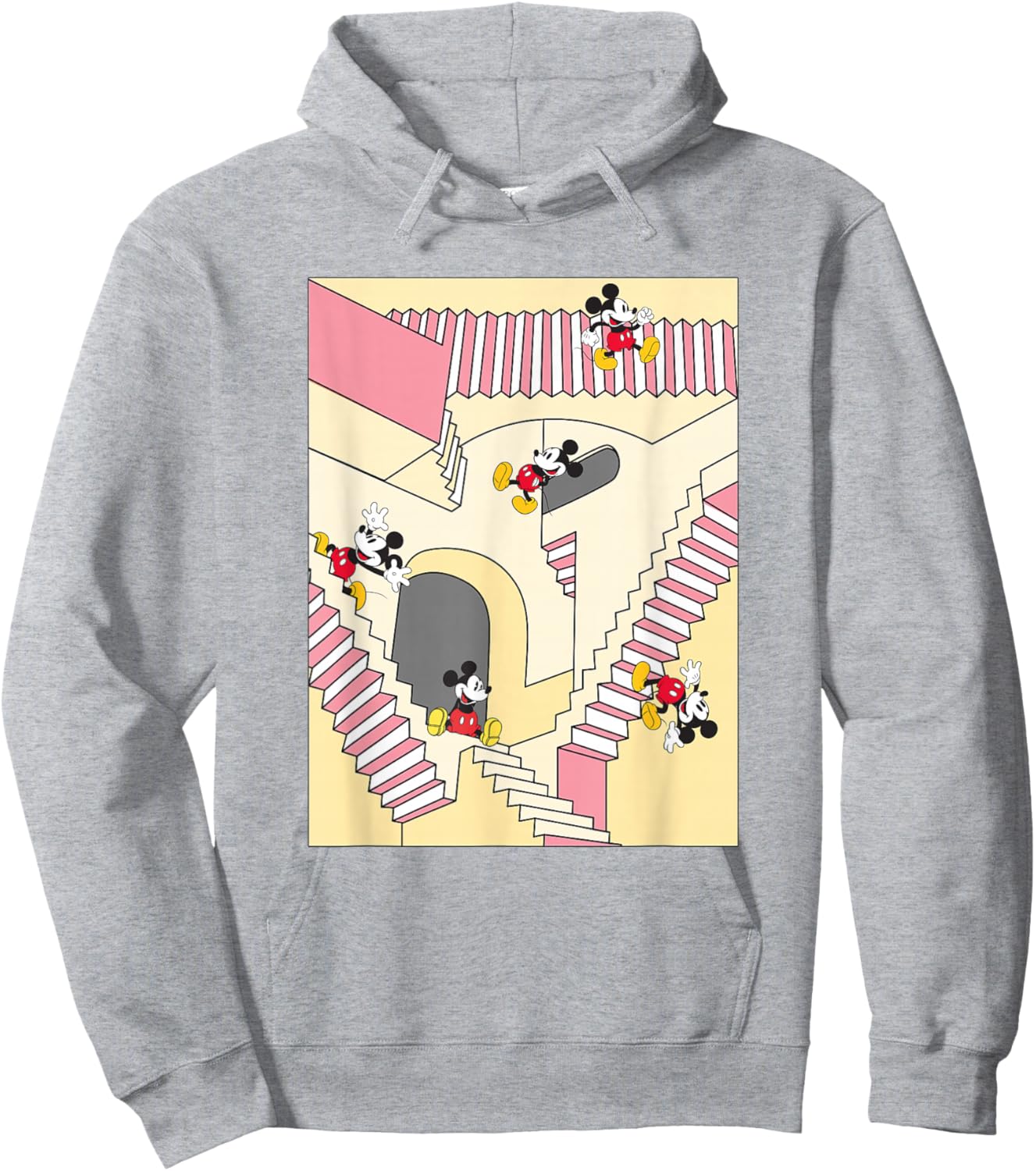 Disney Mickey And Friends M.C. Escher Stairway Mickey Poster Hoodie - Hoodie | Ash